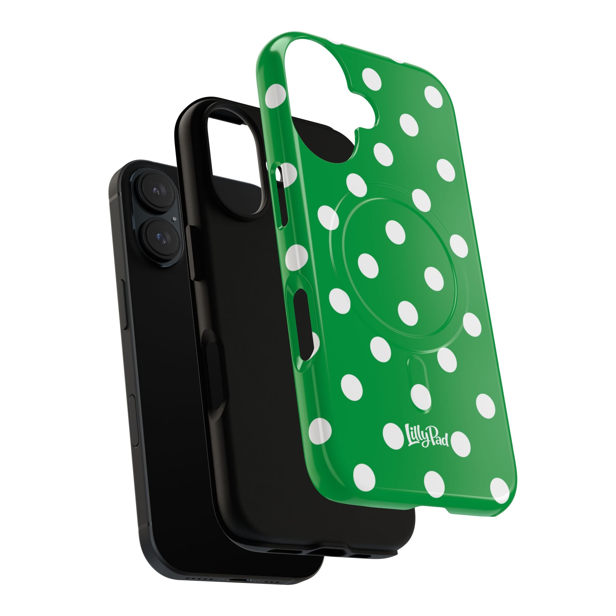 White Polka Dot Green Phone Case | Tough Magnetic Case