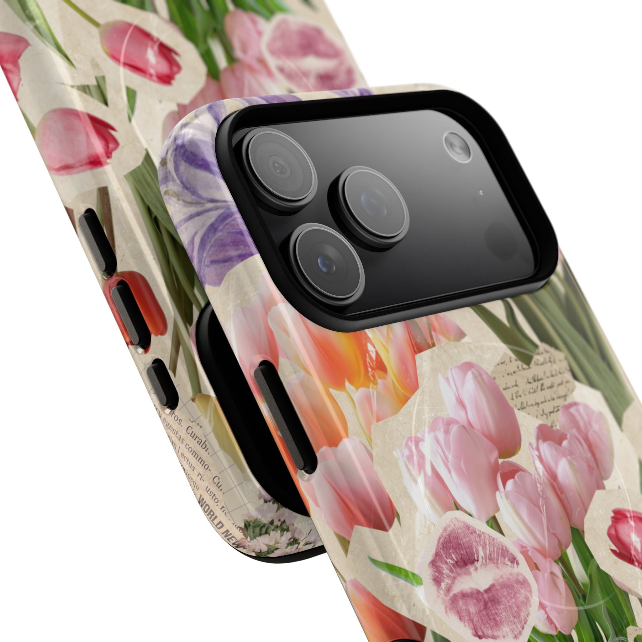 Vintage Tulip Collage Tough Phone Case | Floral iPhone Magnetic Case