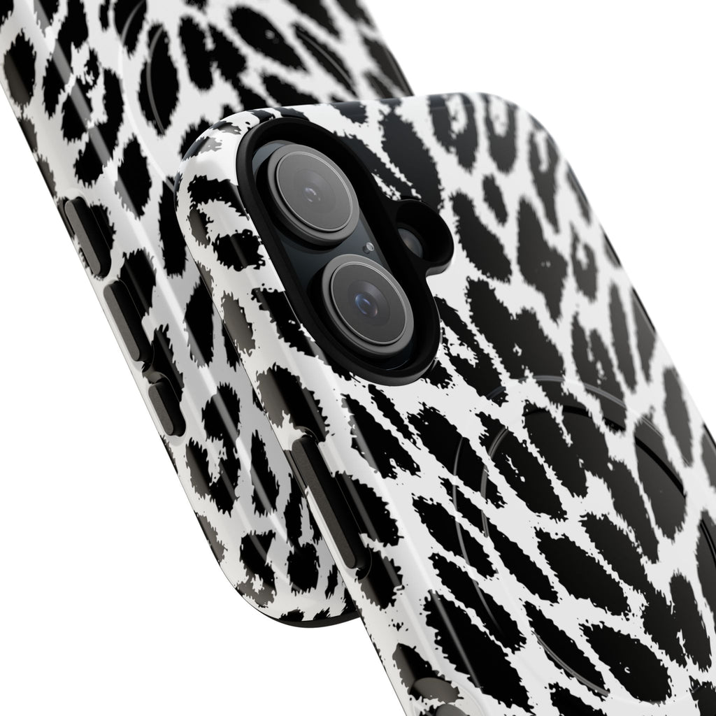 Black White Leopard Print Phone Case | Tough Magnetic Case