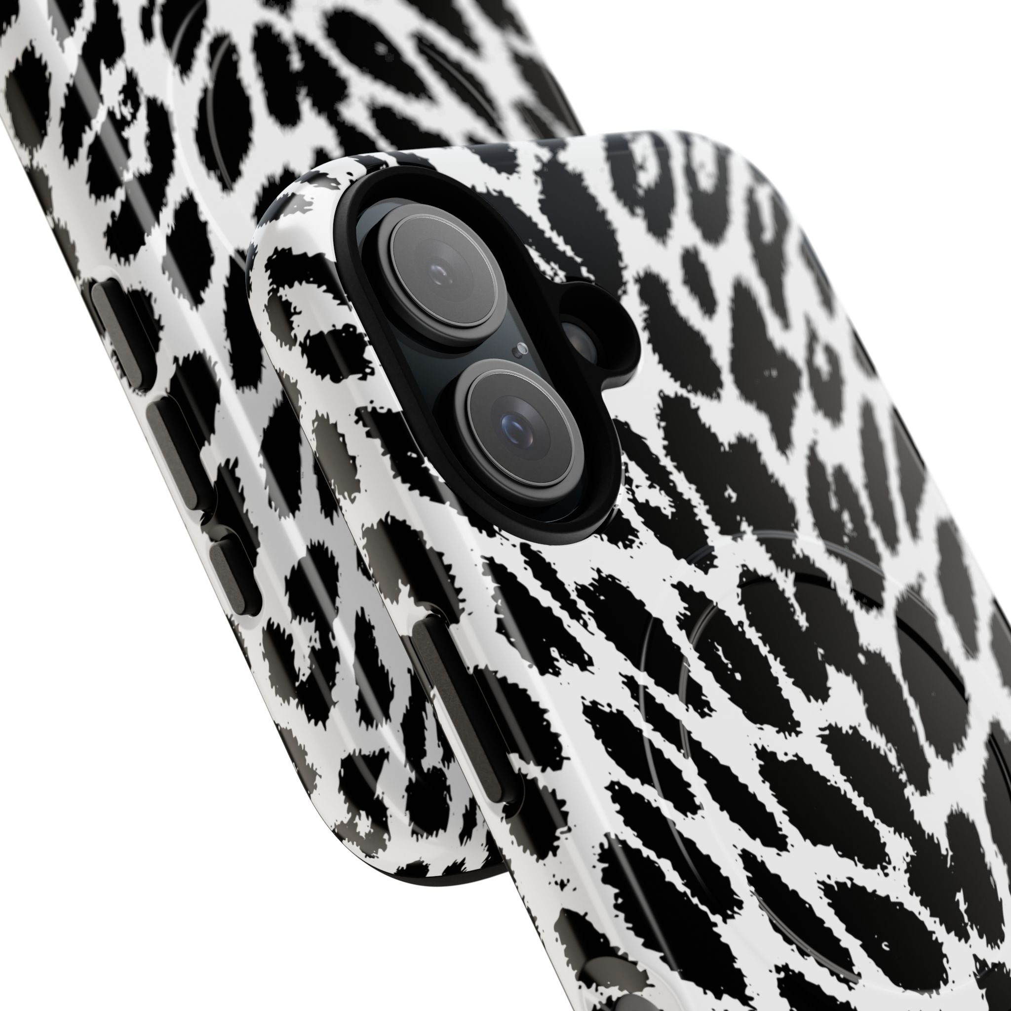 Black White Leopard Print Phone Case | Tough Magnetic Case