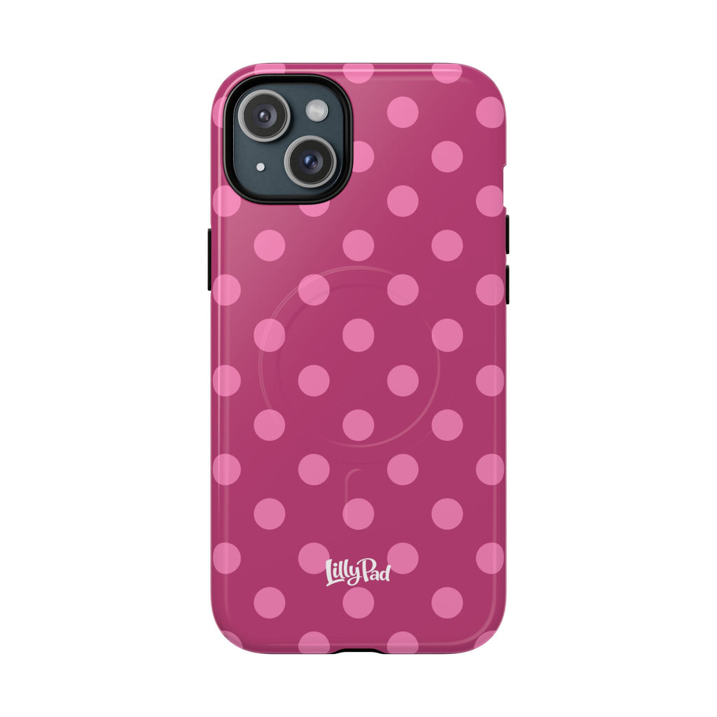 Pink Polka Dot Tough Magnetic Case | Phone Cover, MagSafe Compatible