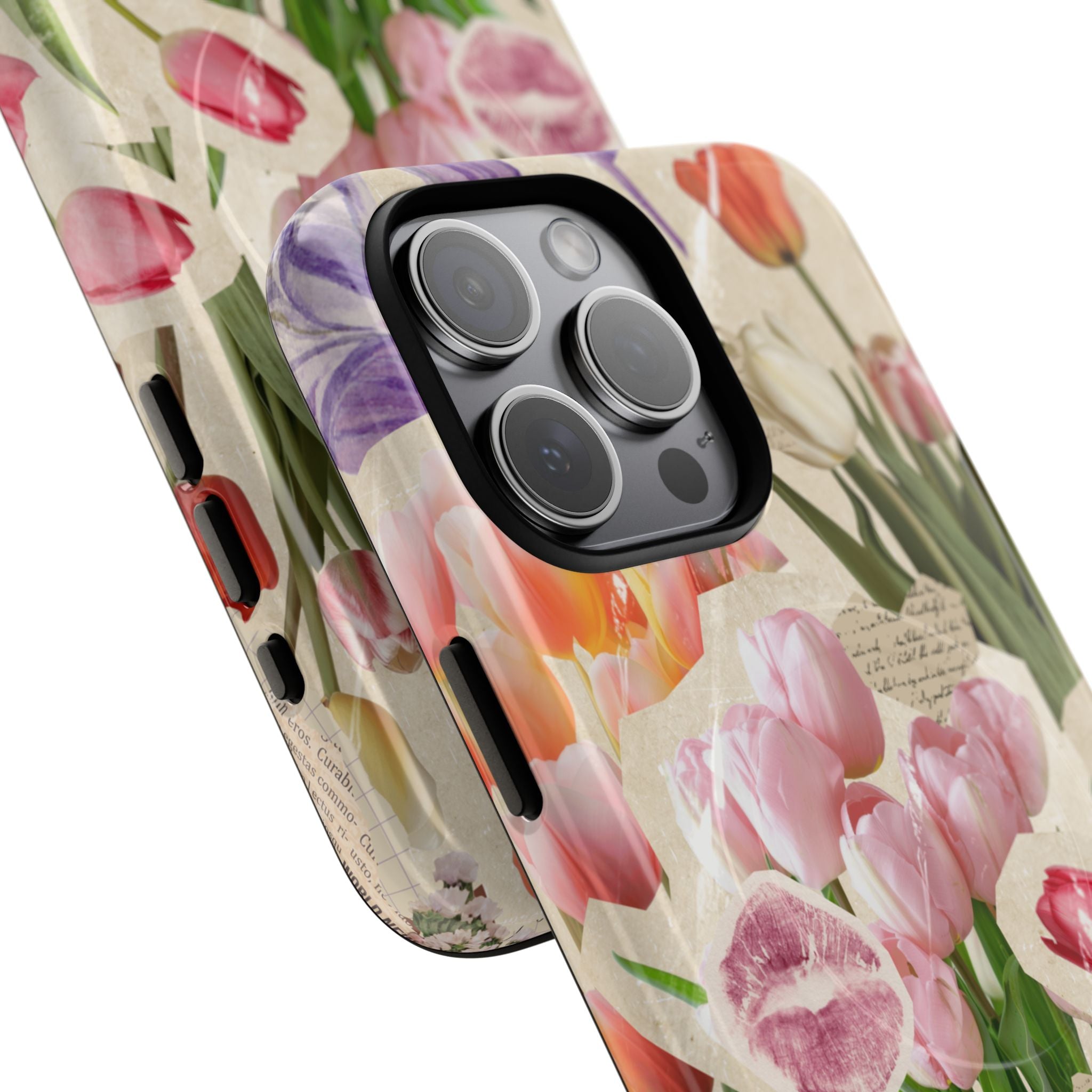 Vintage Tulip Collage Tough Phone Case | Floral iPhone Magnetic Case