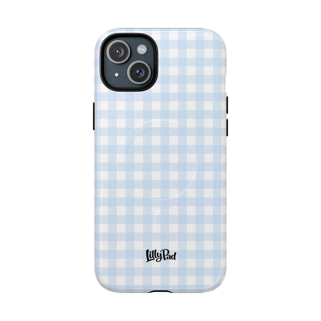 Blue Gingham Check Tough Phone Case | Plaid iPhone Cover