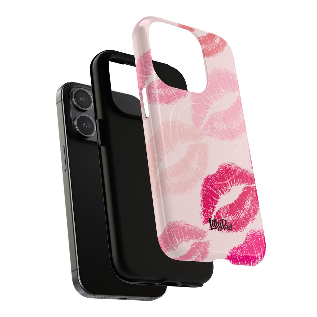 Pink Kiss Lip Print Phone Case | Tough Magnetic Case