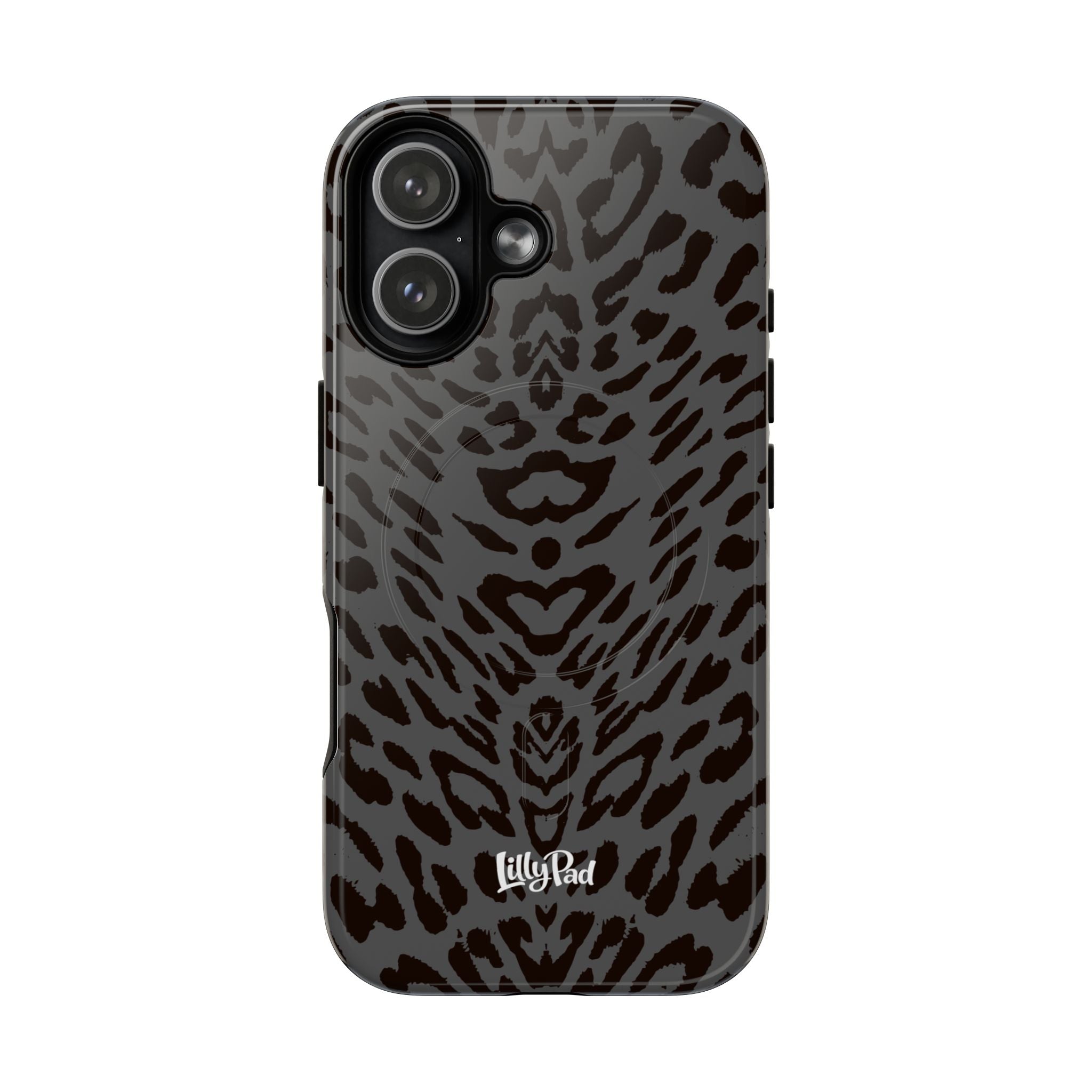Leopard Print Magnetic Phone Case | Tough Magnetic Case, Black Animal Pattern