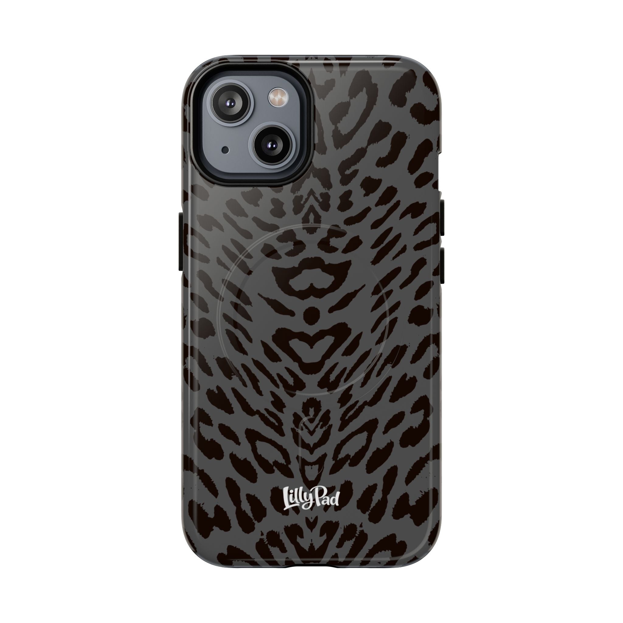 Leopard Print Magnetic Phone Case | Tough Magnetic Case, Black Animal Pattern