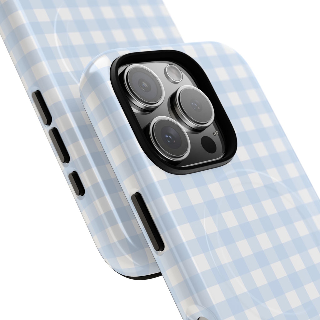Blue Gingham Check Tough Phone Case | Plaid iPhone Cover