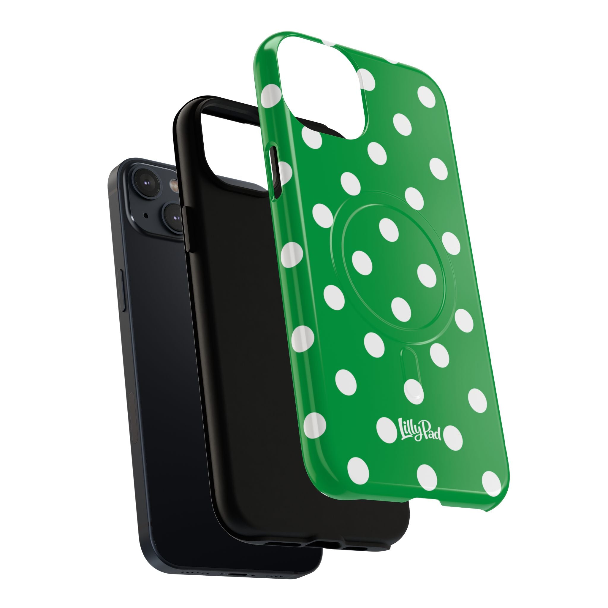 White Polka Dot Green Phone Case | Tough Magnetic Case
