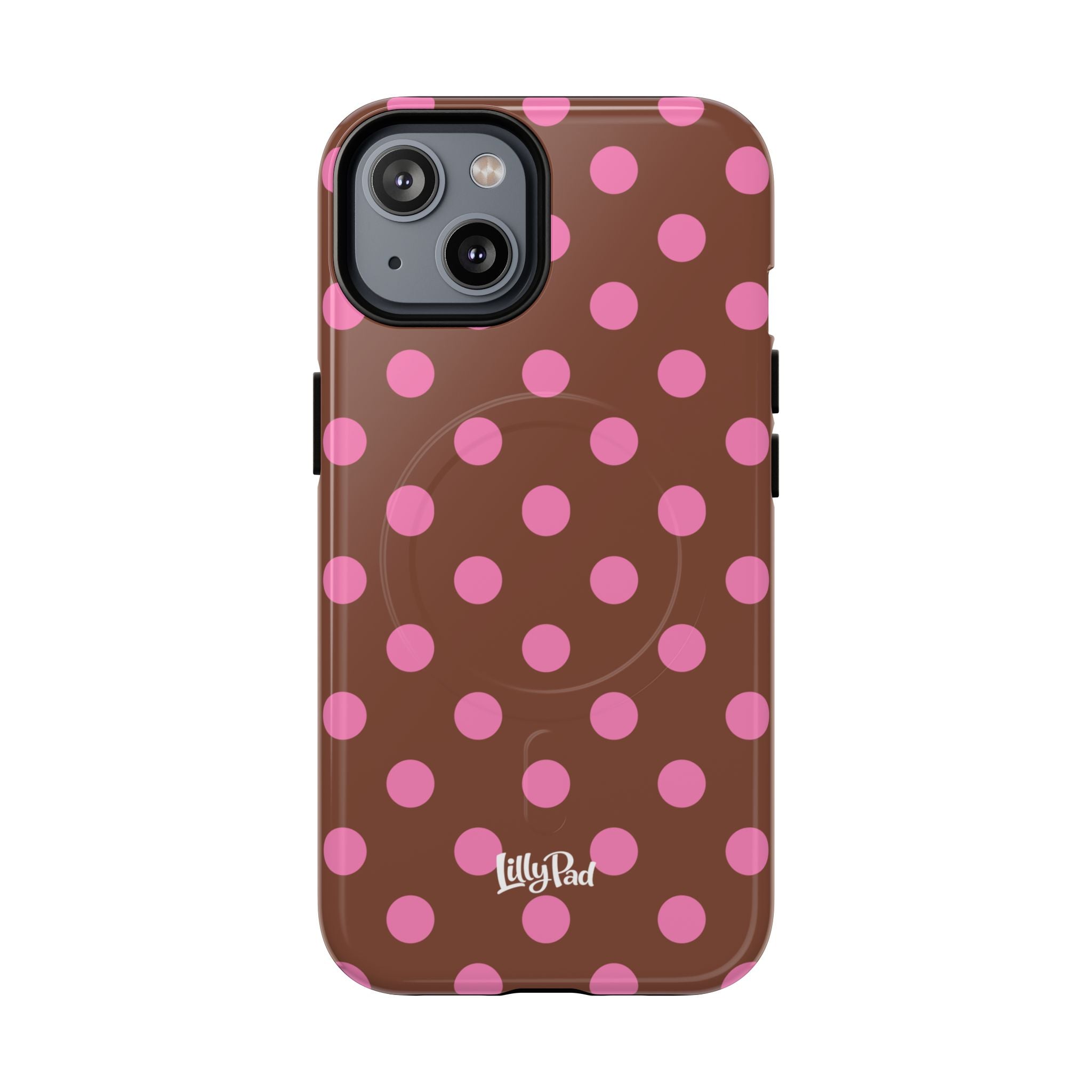 Pink Polka Dot Brown Phone Case | Magnetic Tough Case