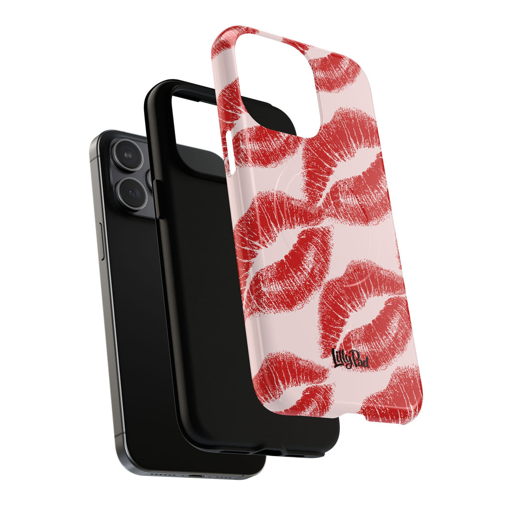 Red Lipstick Kiss Pattern Phone Case | Tough Magnetic Case