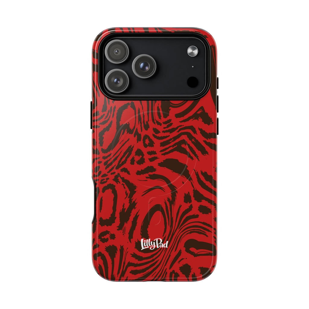 Red Black Swirl Pattern Phone Case | Tough Magnetic Case