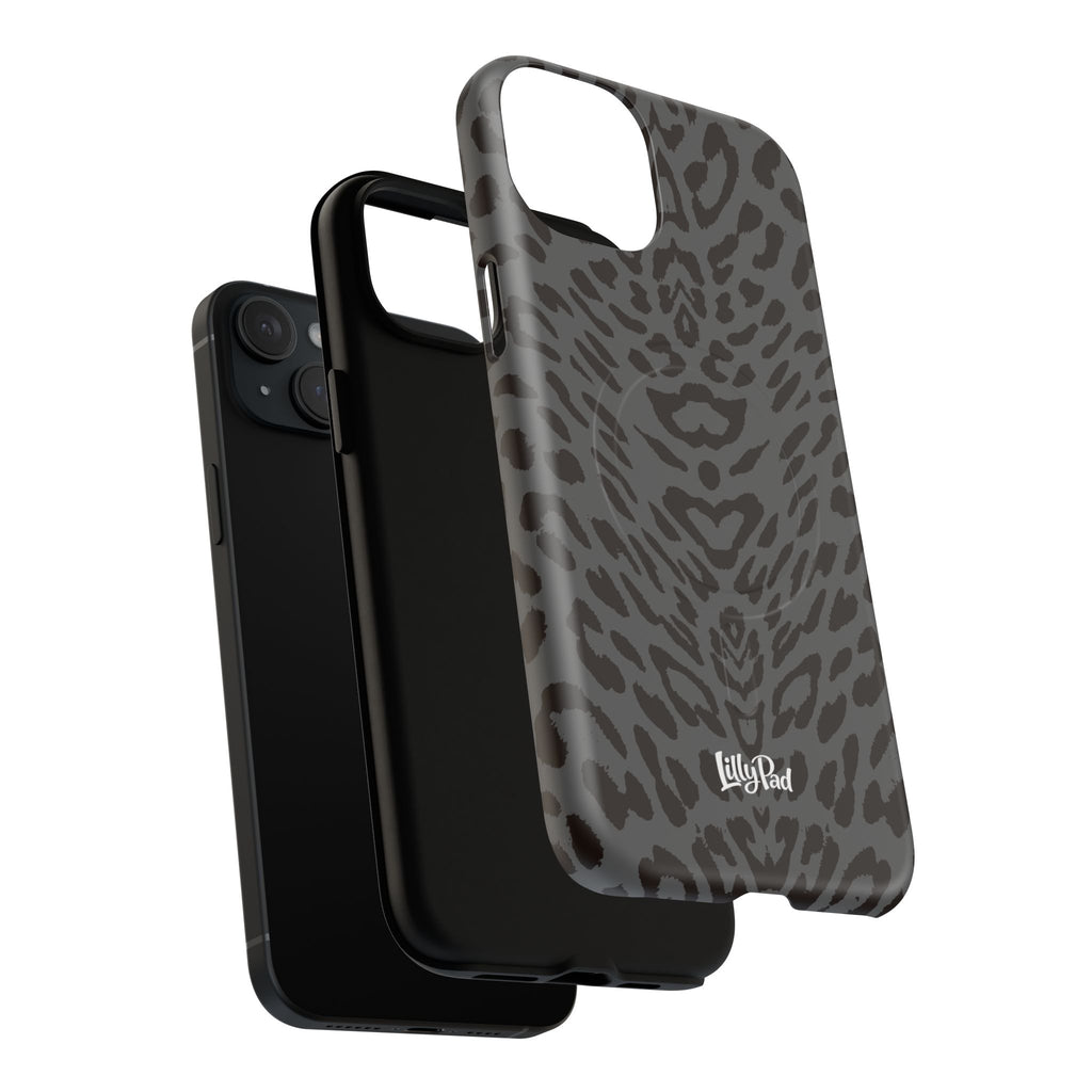 Leopard Print Magnetic Phone Case | Tough Magnetic Case, Black Animal Pattern