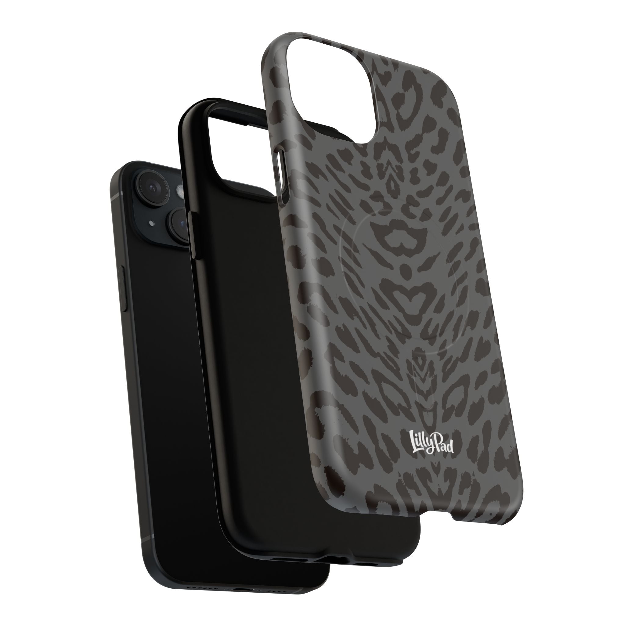 Leopard Print Magnetic Phone Case | Tough Magnetic Case, Black Animal Pattern