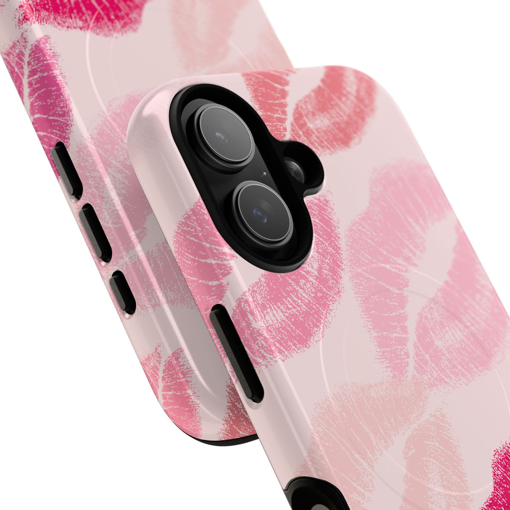 Pink Kiss Lip Print Phone Case | Tough Magnetic Case