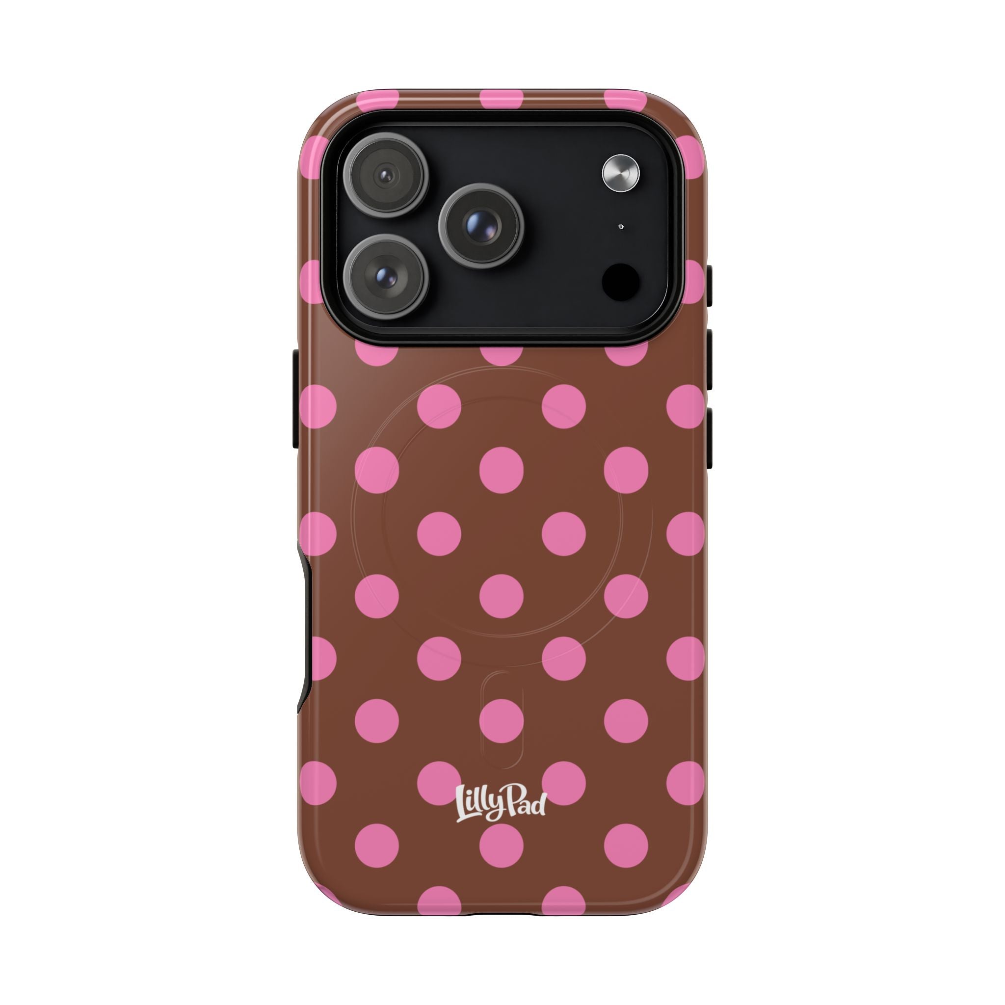 Pink Polka Dot Brown Phone Case | Magnetic Tough Case