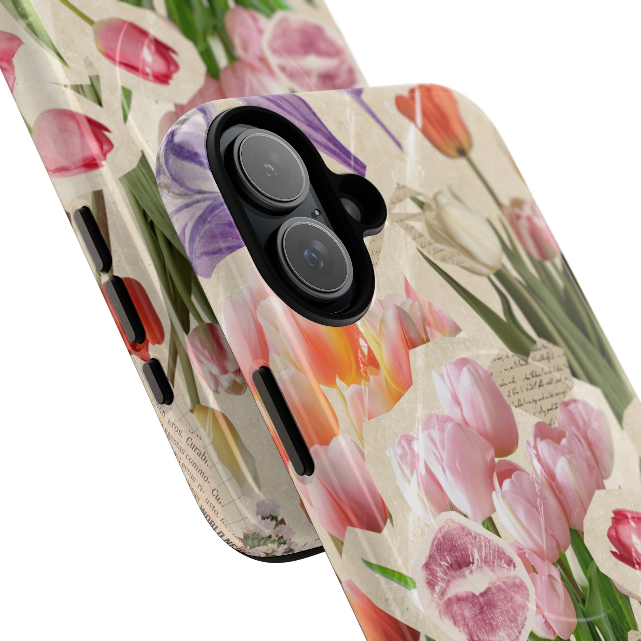 Vintage Tulip Collage Tough Phone Case | Floral iPhone Magnetic Case