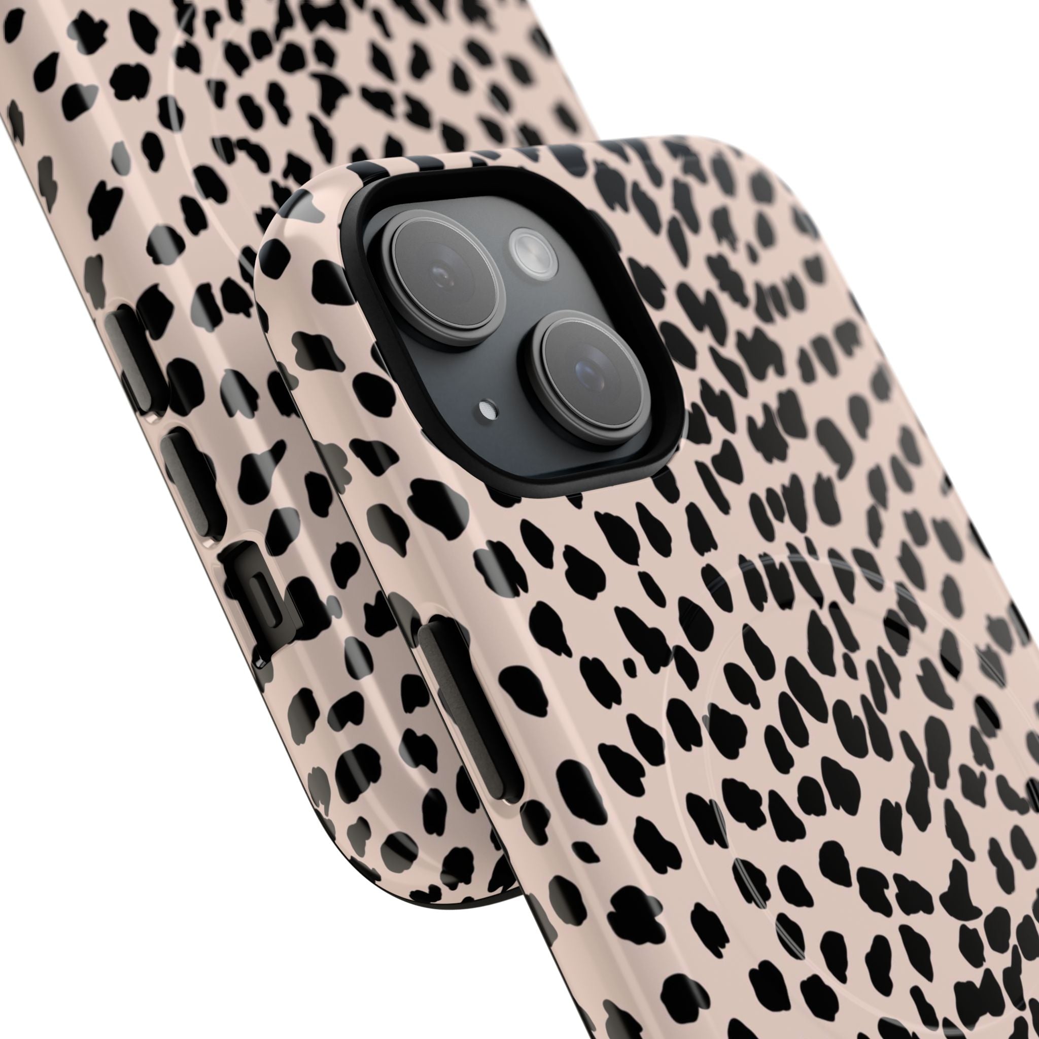 Leopard Print Phone Case Tough Magnetic Case | Pink Black Spot iPhone Cover