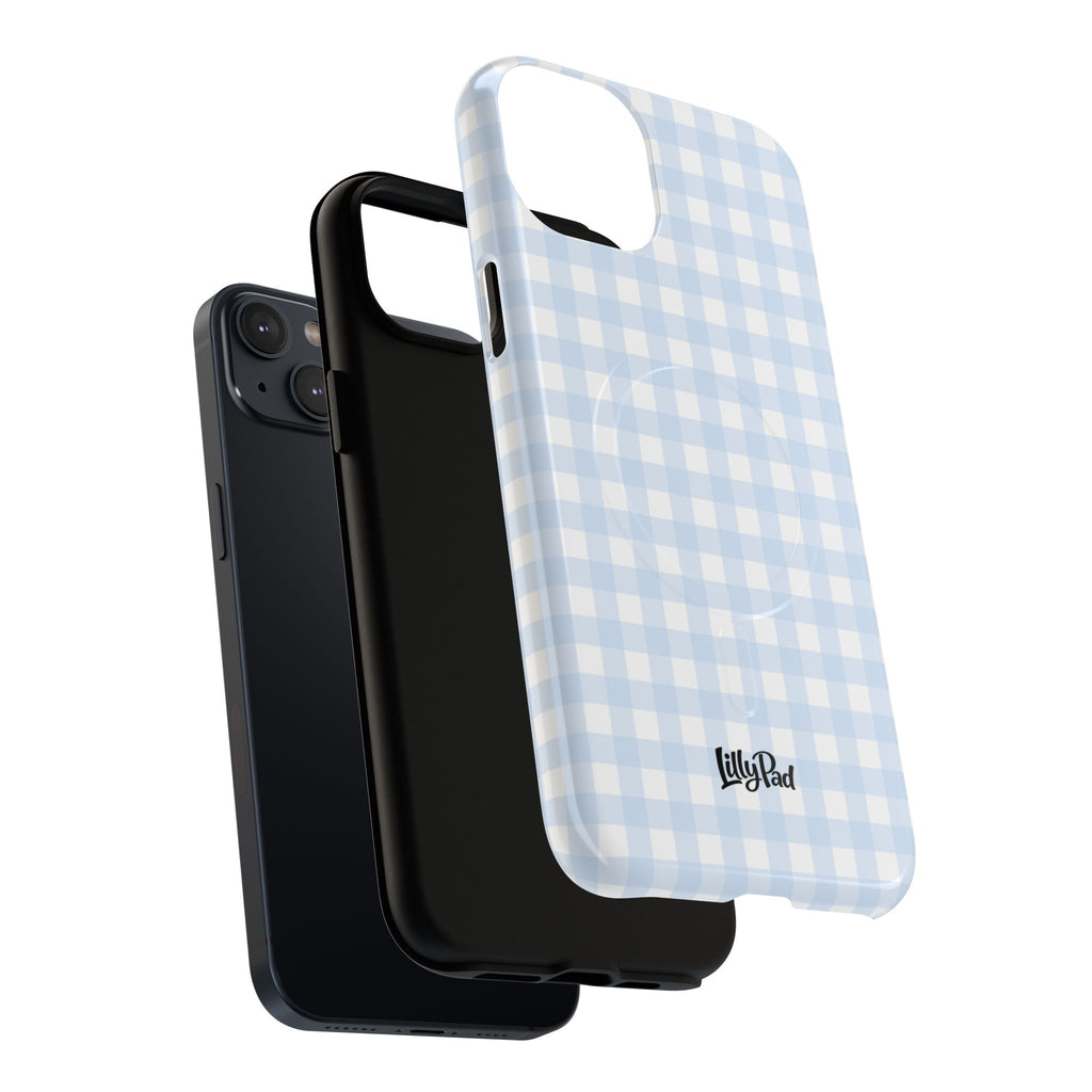 Blue Gingham Check Tough Phone Case | Plaid iPhone Cover