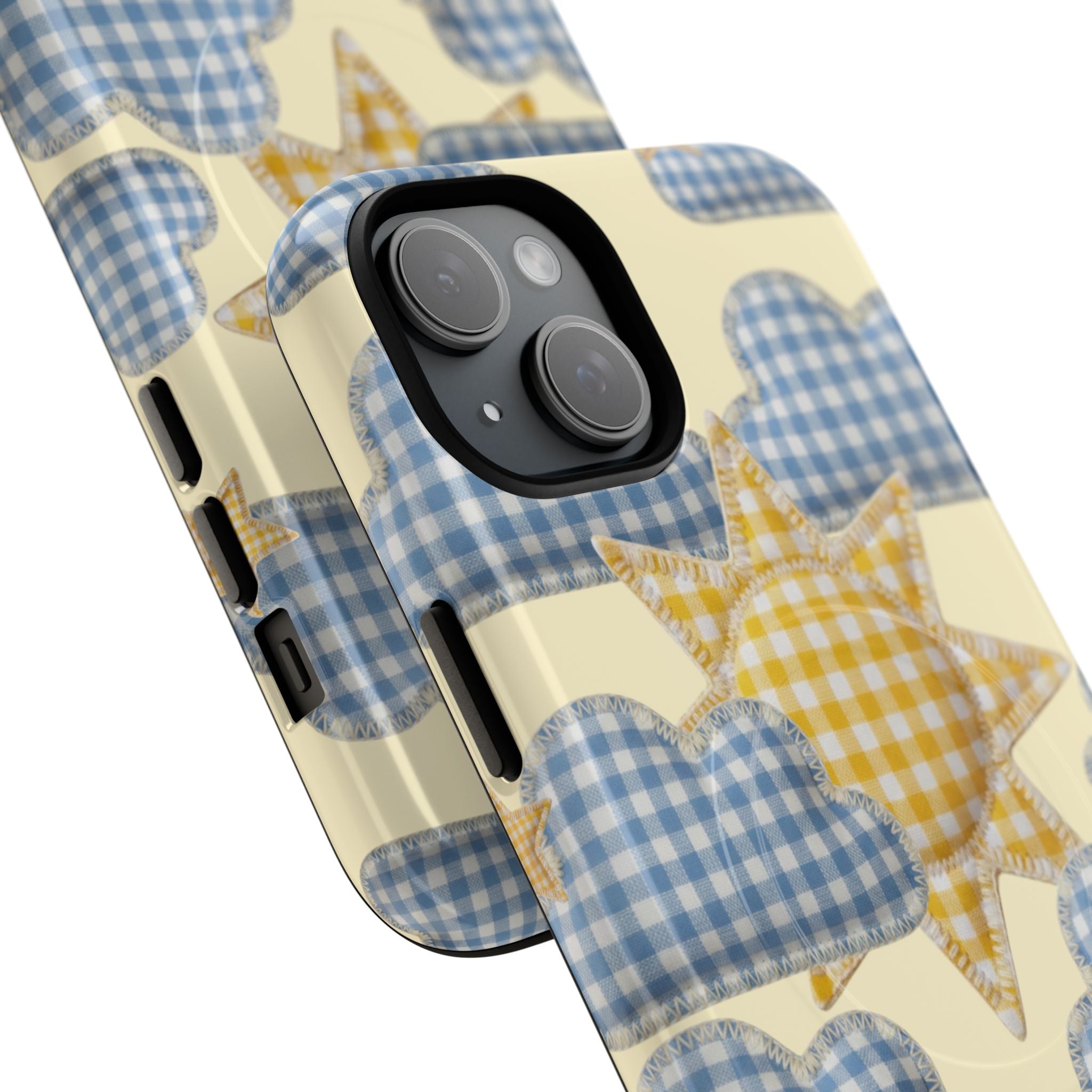 Gingham Sun and Clouds Phone Case | Tough Magnetic Case
