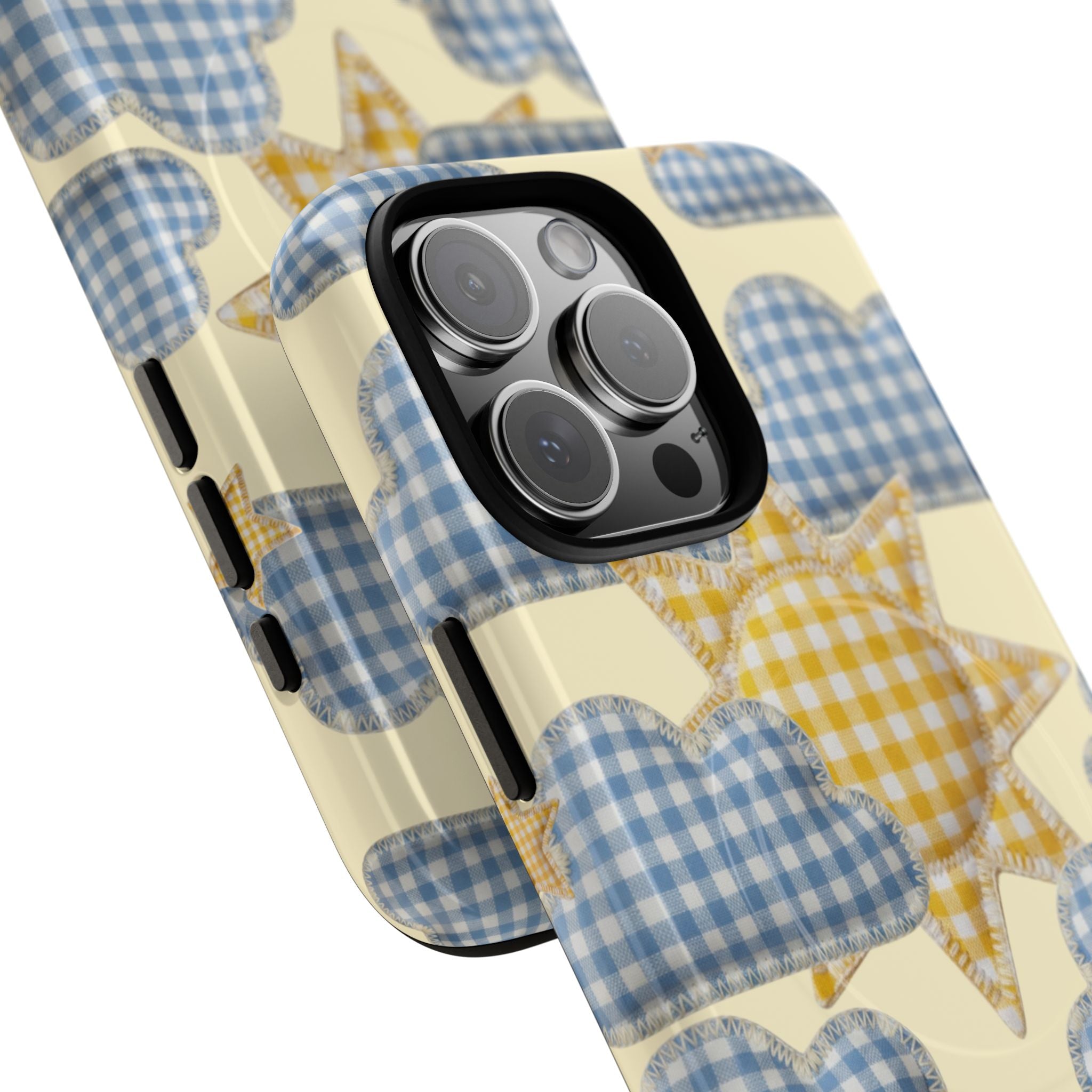 Gingham Sun and Clouds Phone Case | Tough Magnetic Case