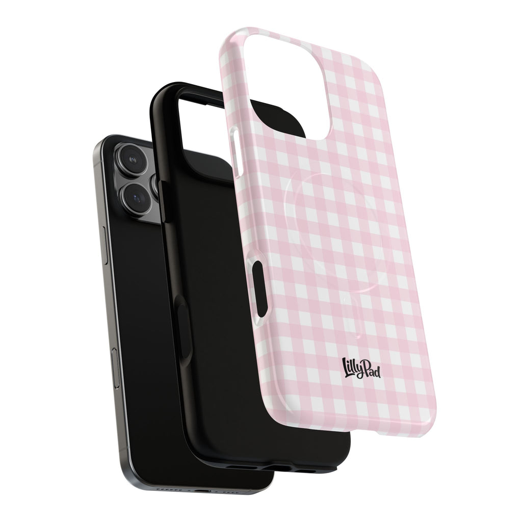 Pink Gingham Plaid Phone Case | Tough Magnetic Case