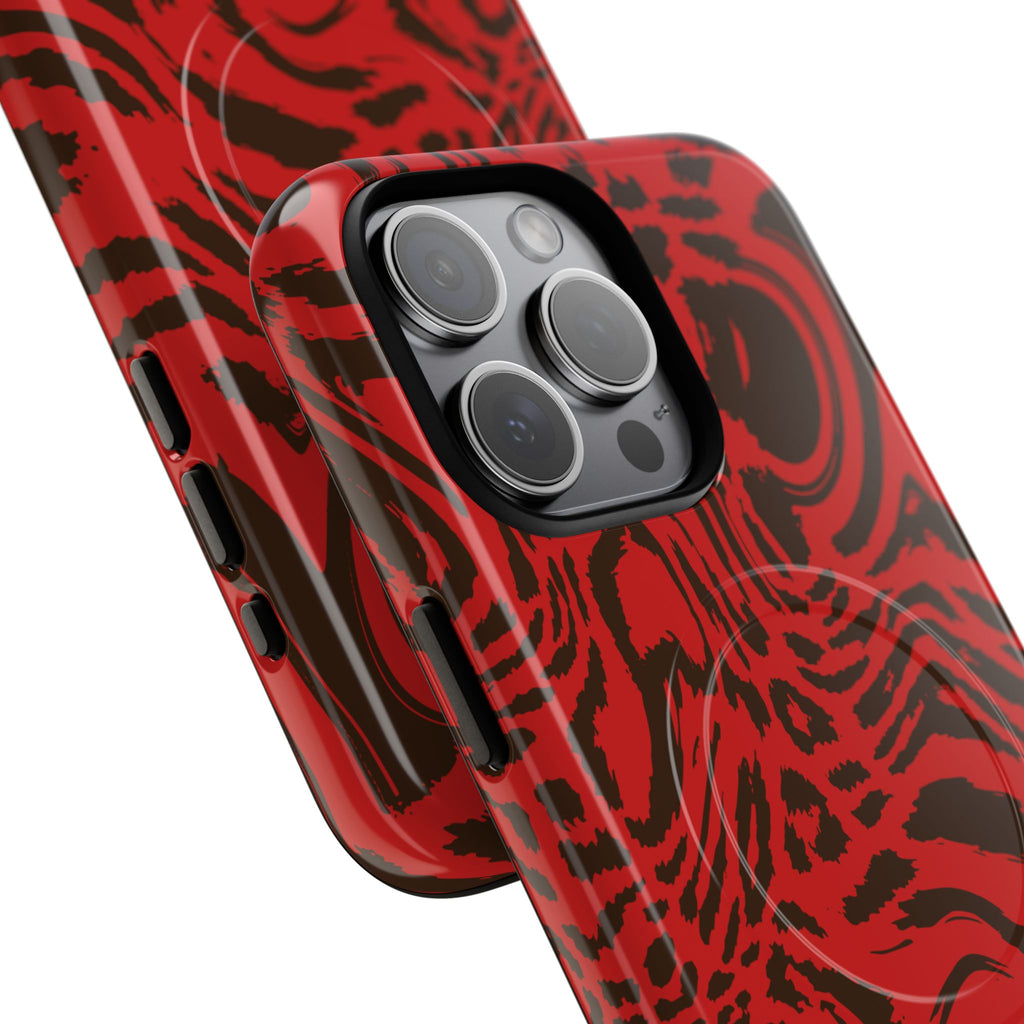 Red Black Swirl Pattern Phone Case | Tough Magnetic Case
