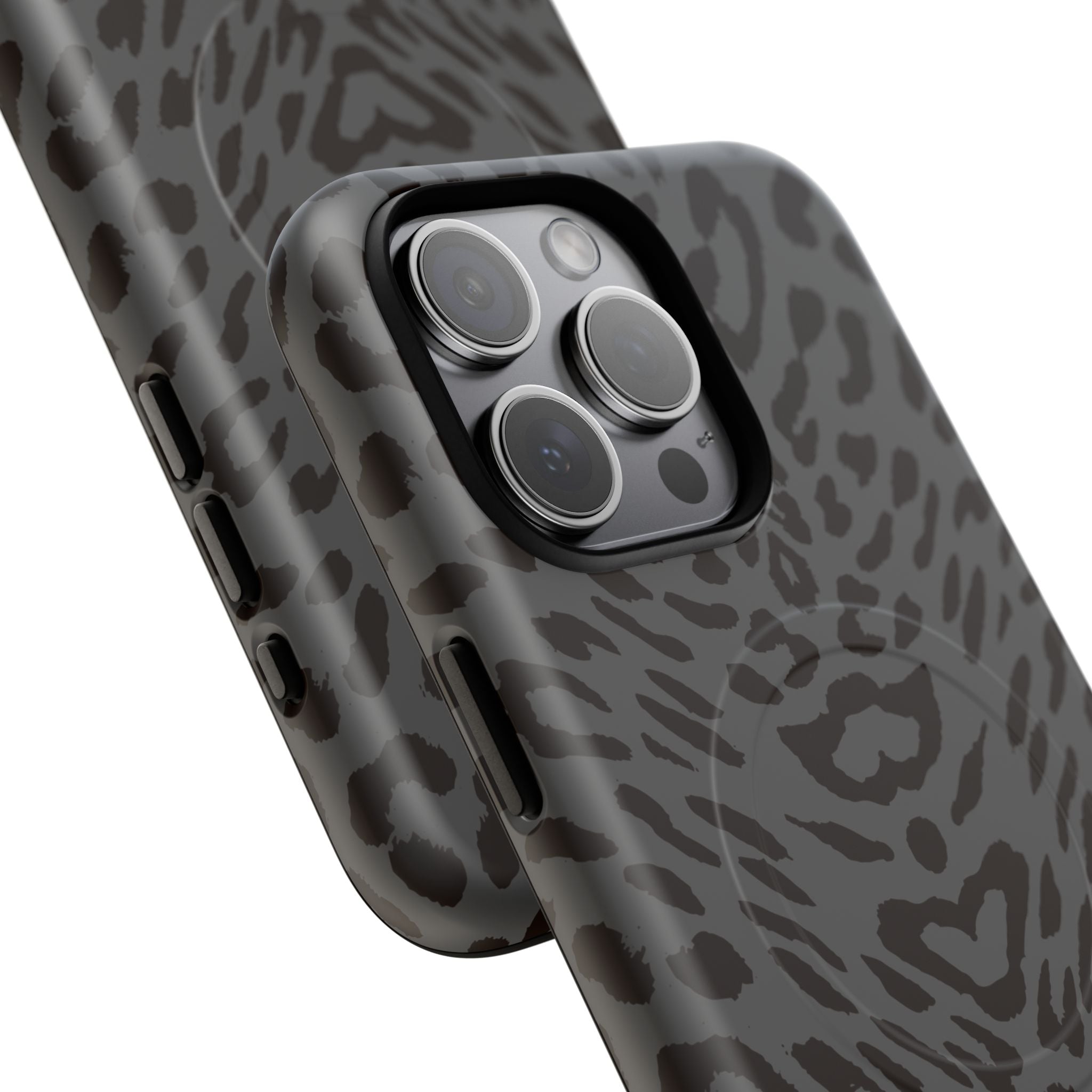 Leopard Print Magnetic Phone Case | Tough Magnetic Case, Black Animal Pattern
