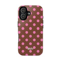 Pink Polka Dot Brown Phone Case | Magnetic Tough Case