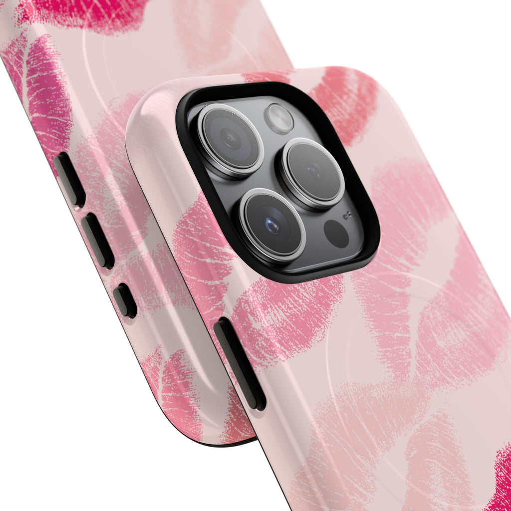 Pink Kiss Lip Print Phone Case | Tough Magnetic Case