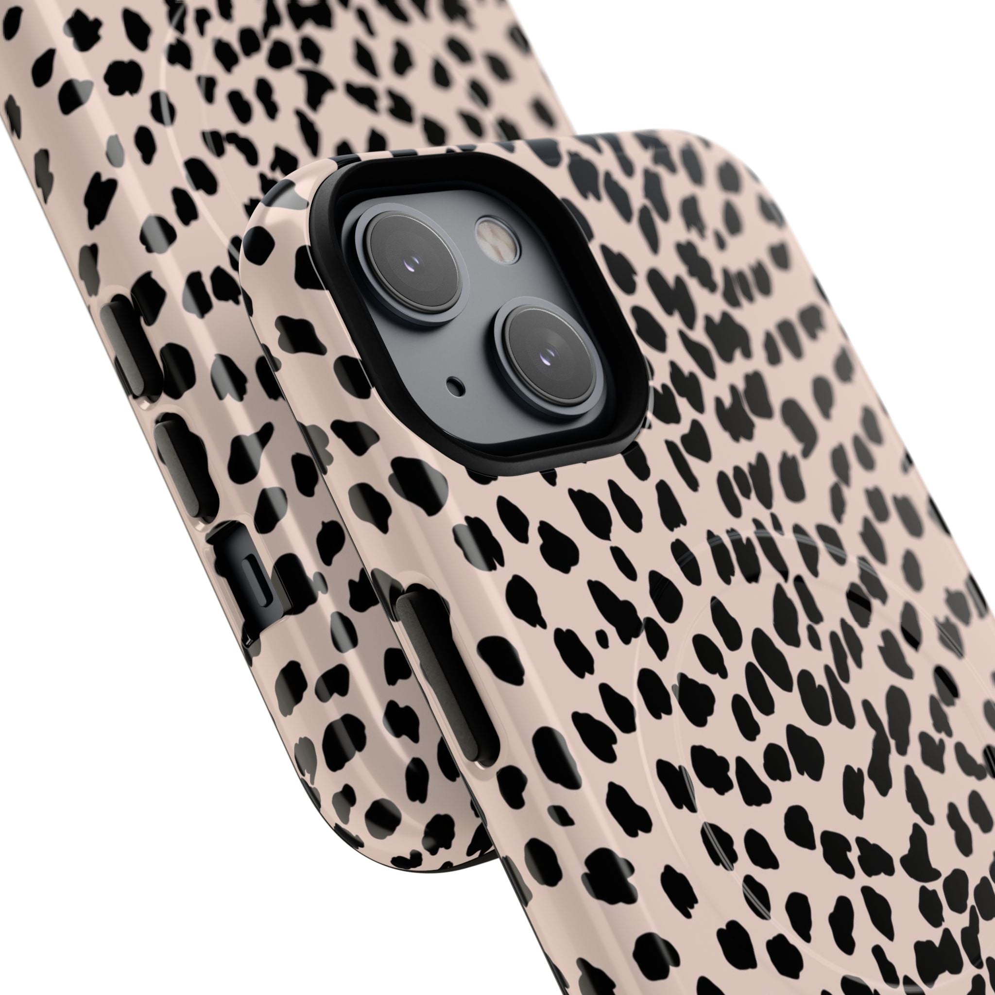 Leopard Print Phone Case Tough Magnetic Case | Pink Black Spot iPhone Cover