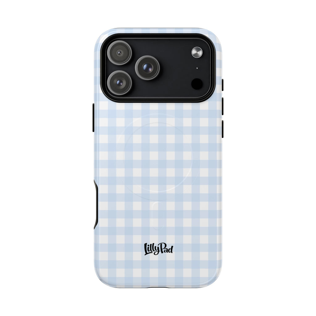 Blue Gingham Check Tough Phone Case | Plaid iPhone Cover