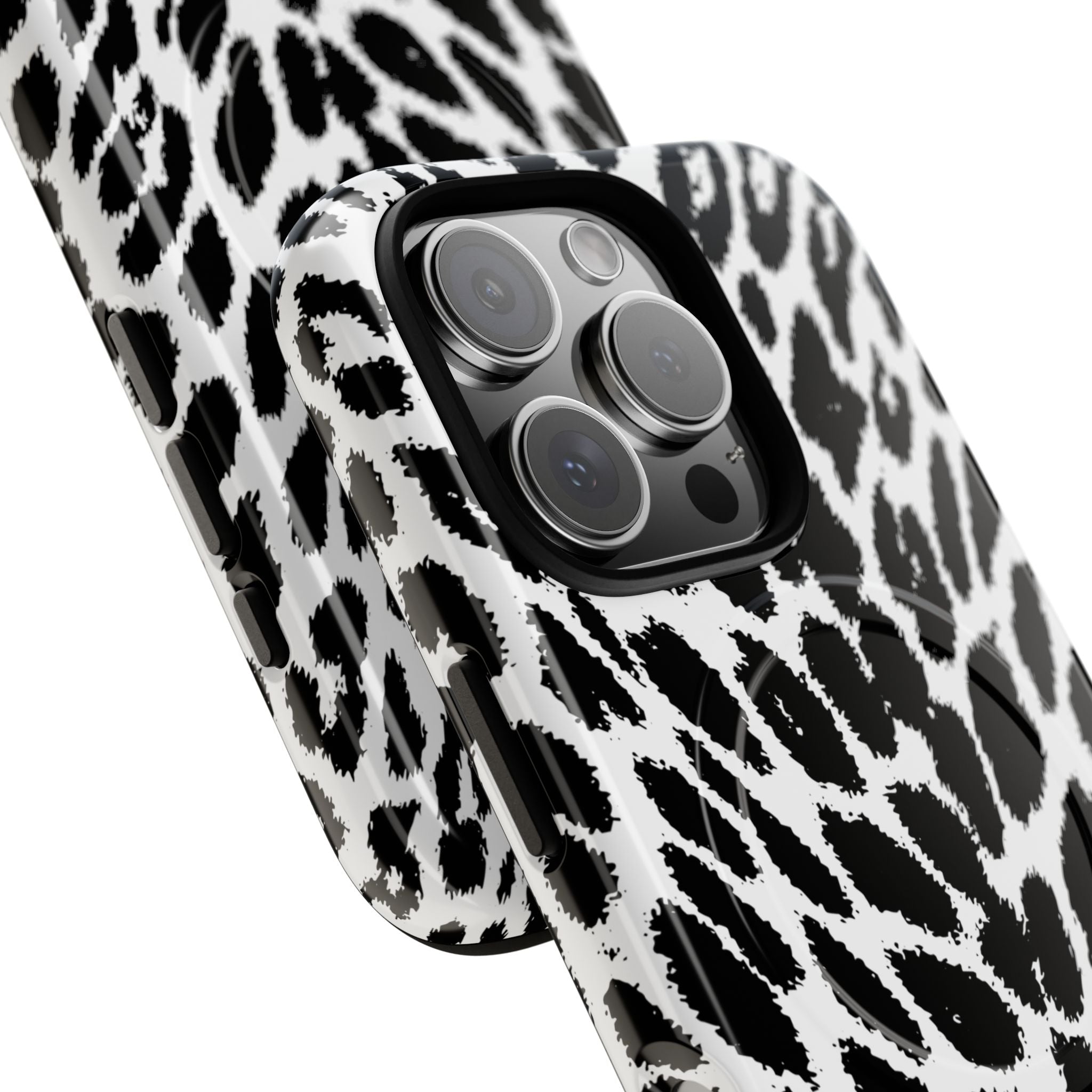 Black White Leopard Print Phone Case | Tough Magnetic Case