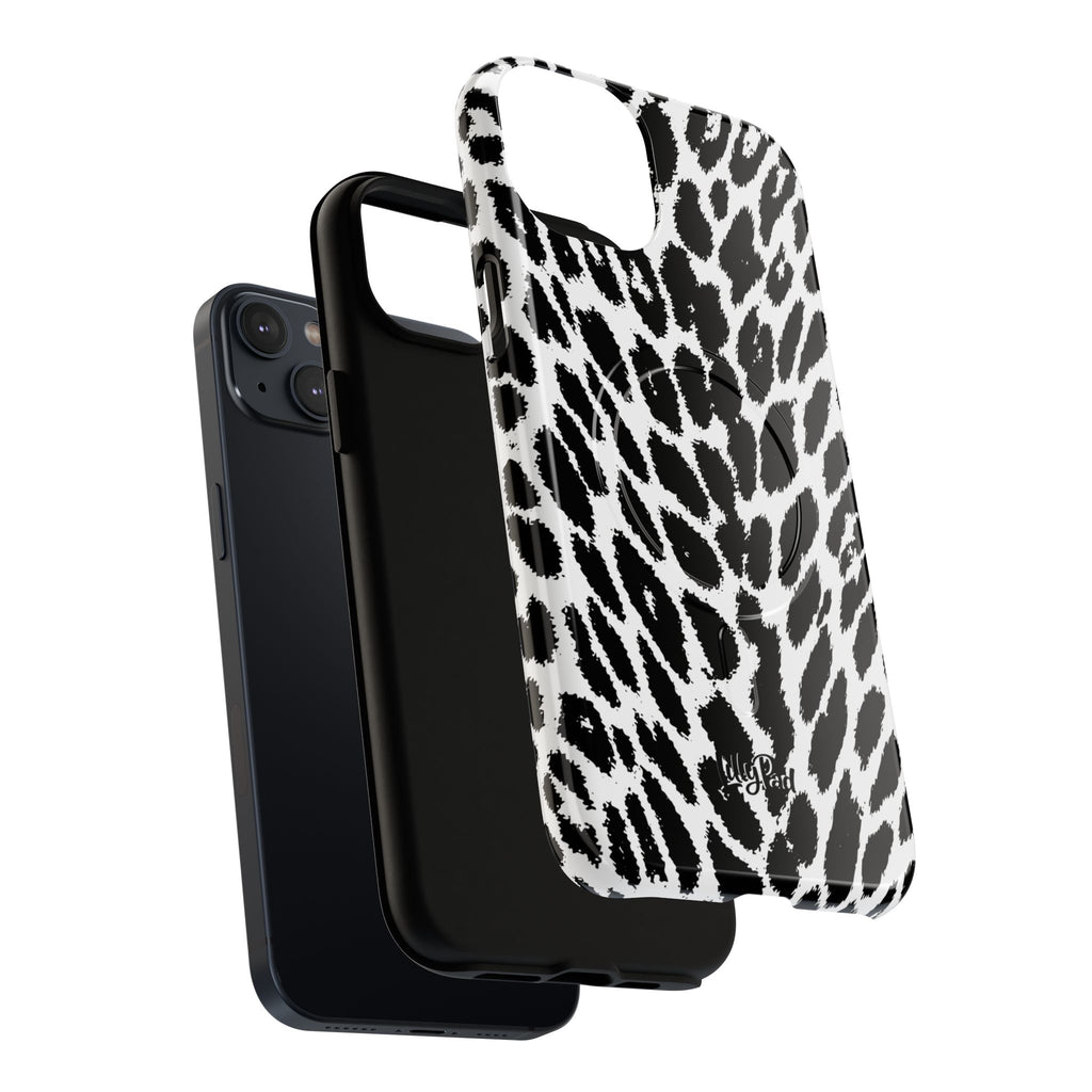 Black White Leopard Print Phone Case | Tough Magnetic Case