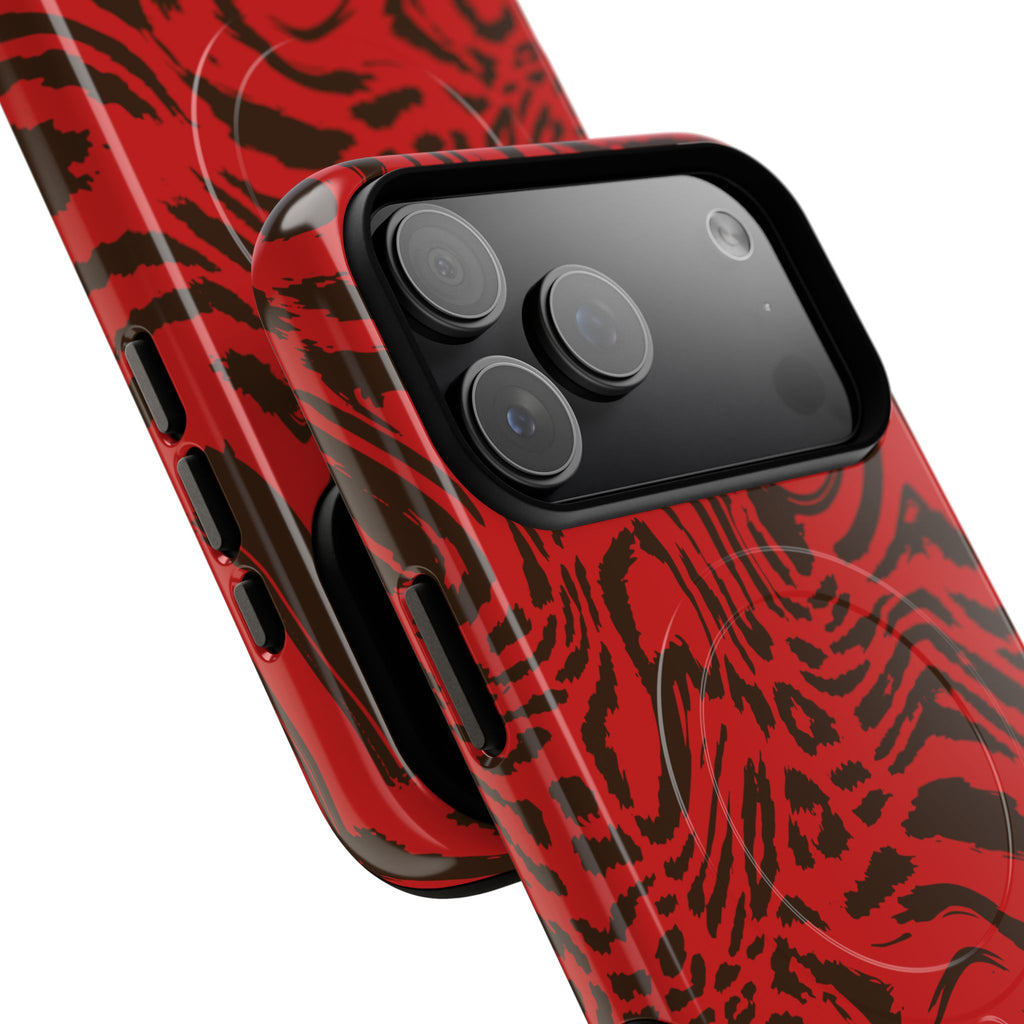 Red Black Swirl Pattern Phone Case | Tough Magnetic Case