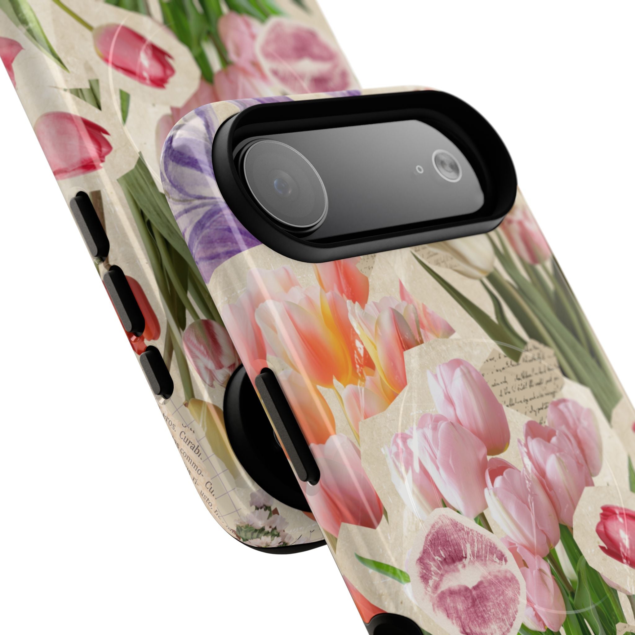 Vintage Tulip Collage Tough Phone Case | Floral iPhone Magnetic Case