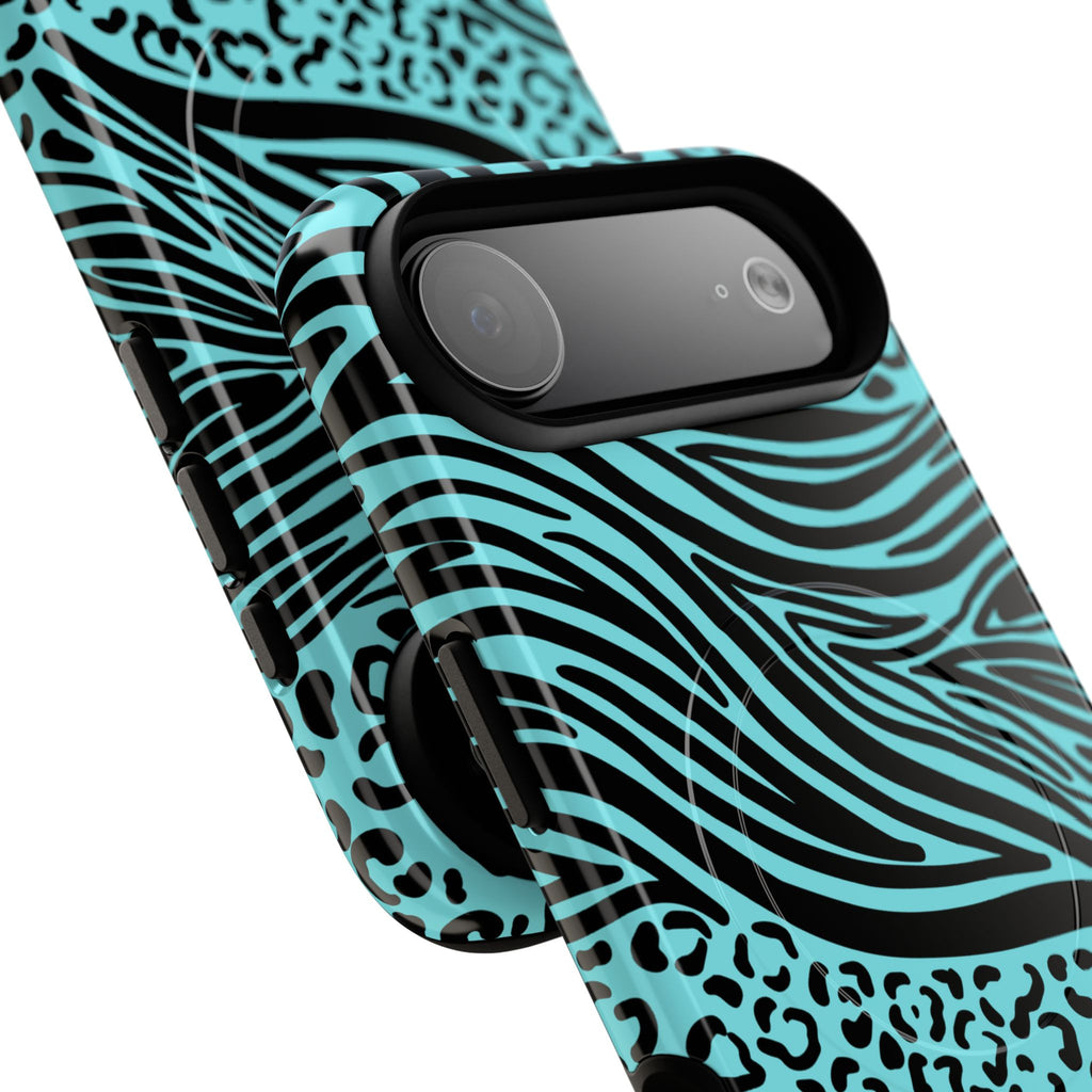 Y2K Animal Print Phone Case | Magnetic Tough Case, Zebra Leopard Blend