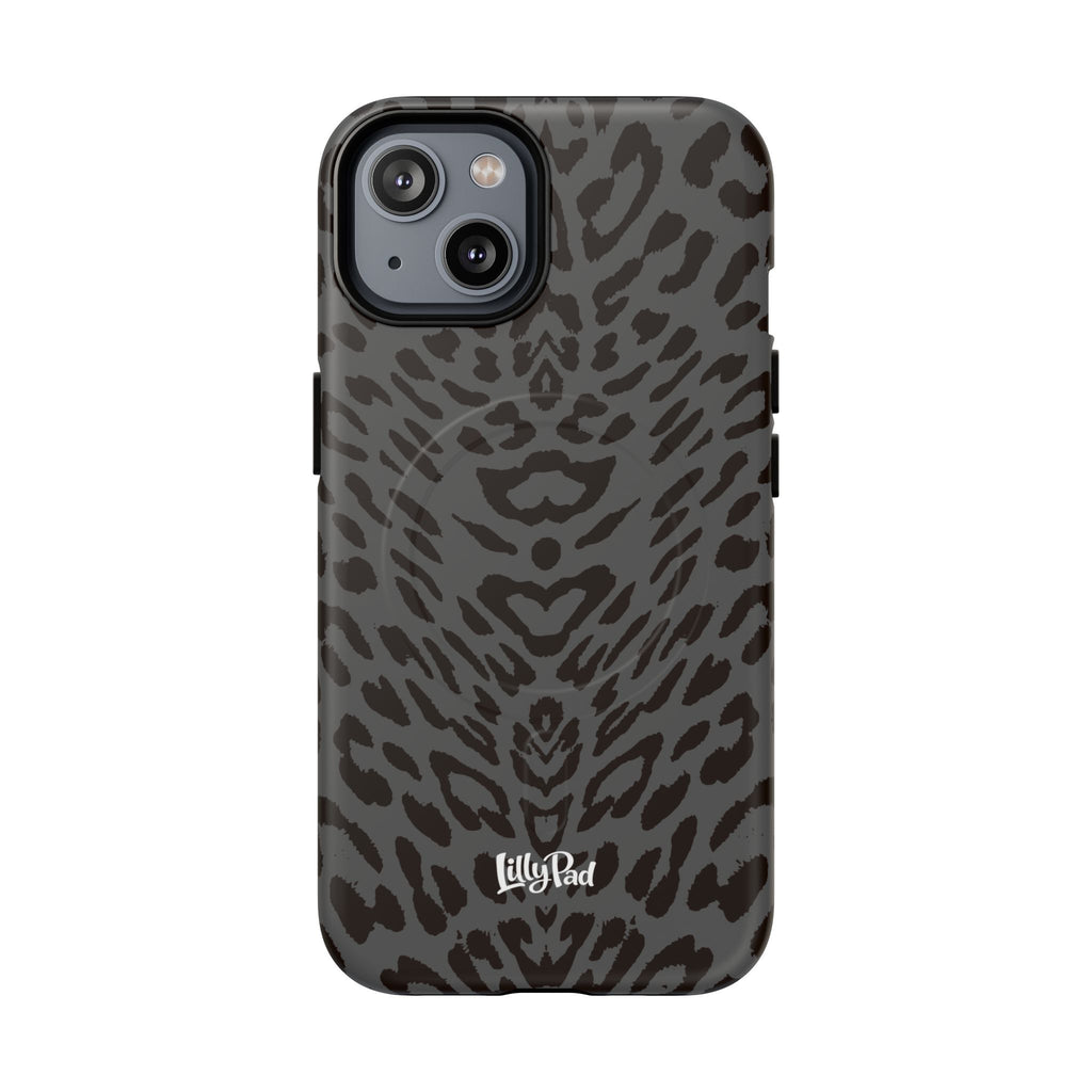 Leopard Print Magnetic Phone Case | Tough Magnetic Case, Black Animal Pattern