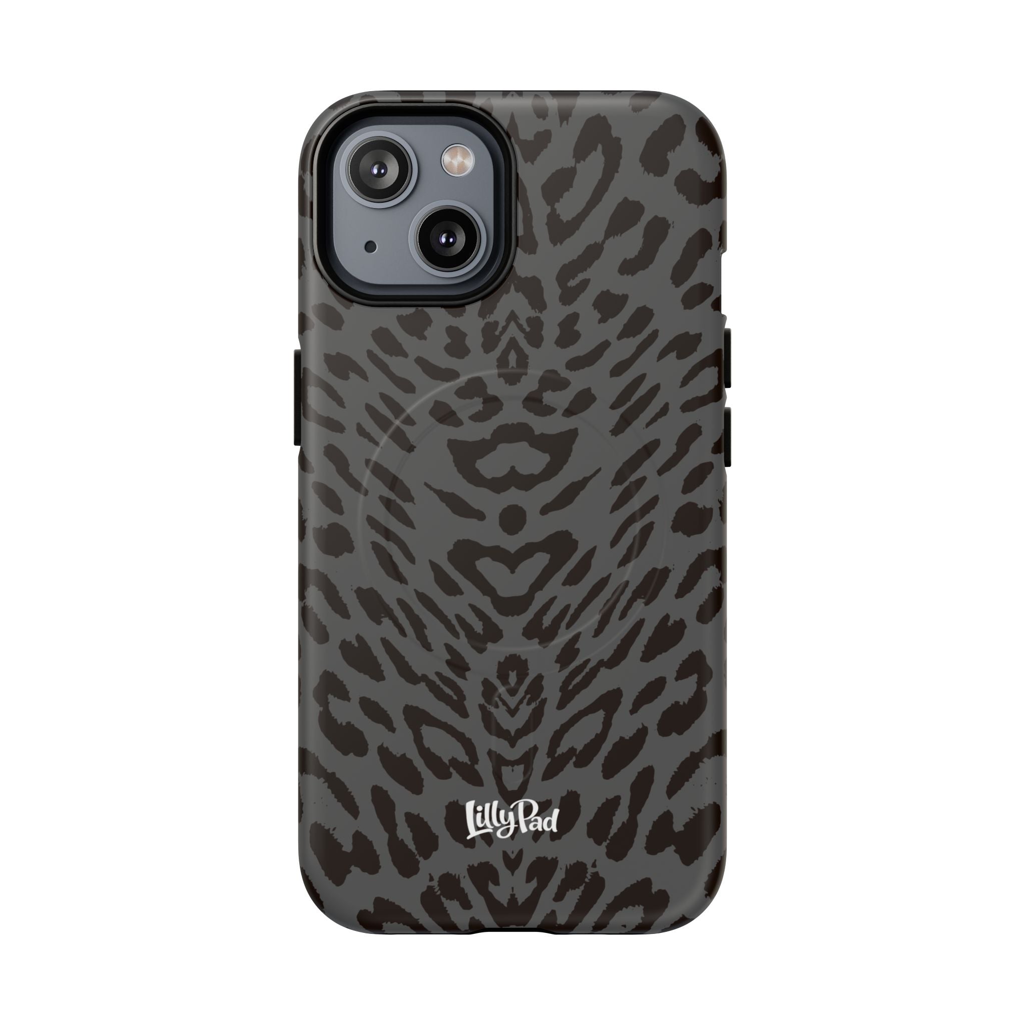 Leopard Print Magnetic Phone Case | Tough Magnetic Case, Black Animal Pattern