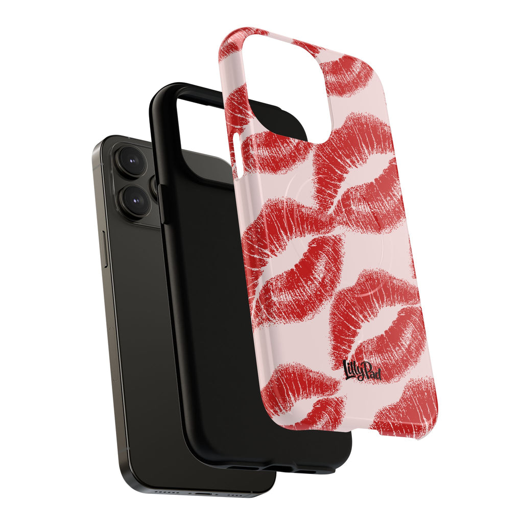 Red Lipstick Kiss Pattern Phone Case | Tough Magnetic Case