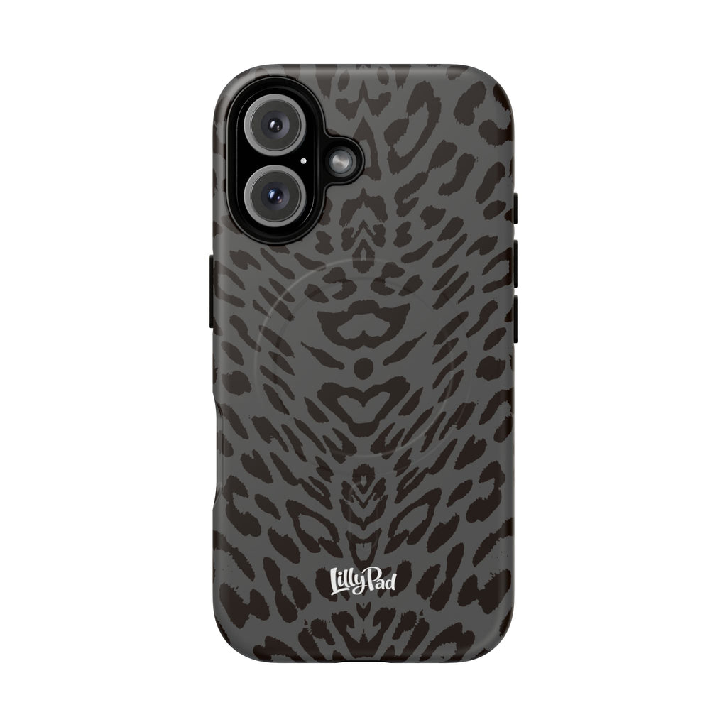 Leopard Print Magnetic Phone Case | Tough Magnetic Case, Black Animal Pattern