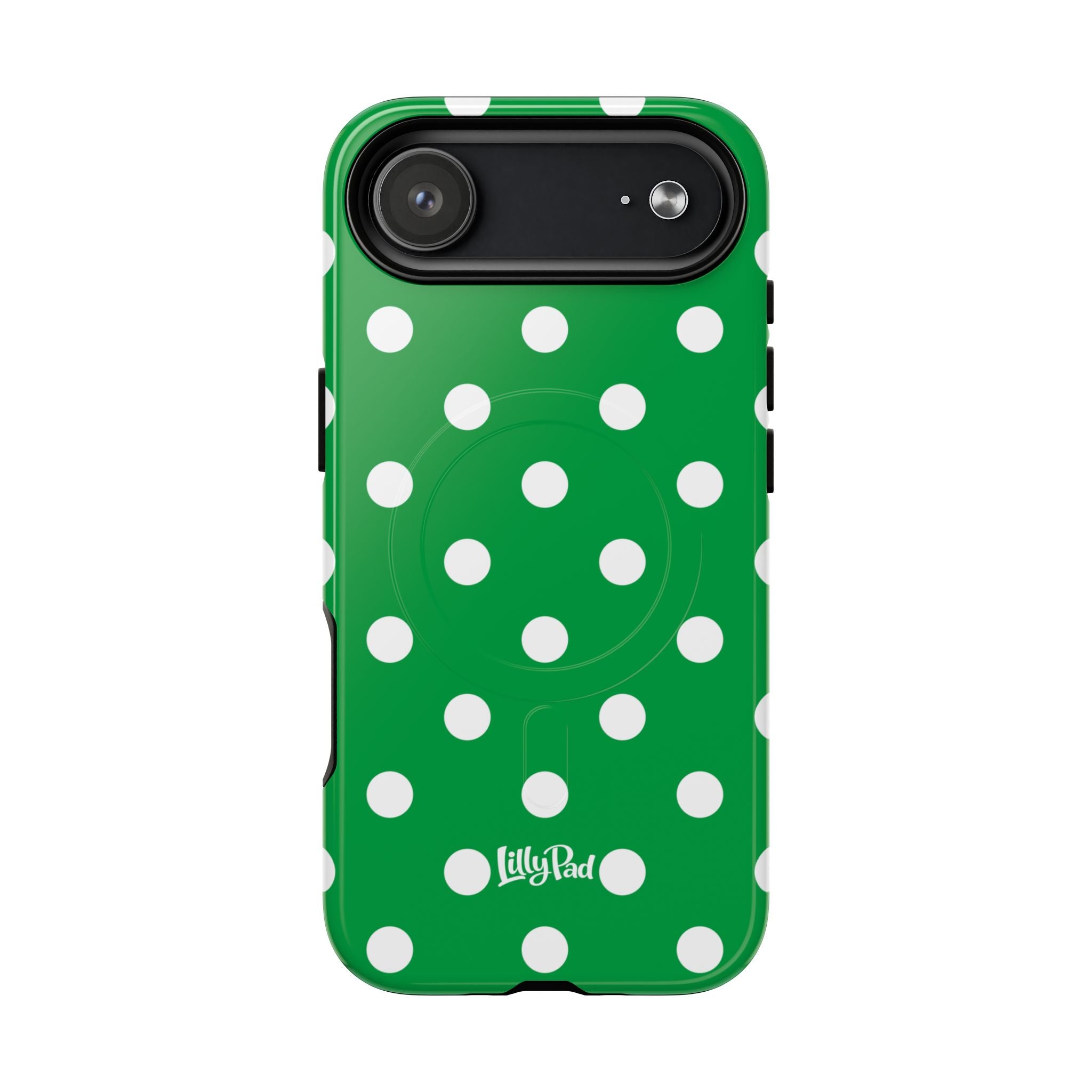 White Polka Dot Green Phone Case | Tough Magnetic Case