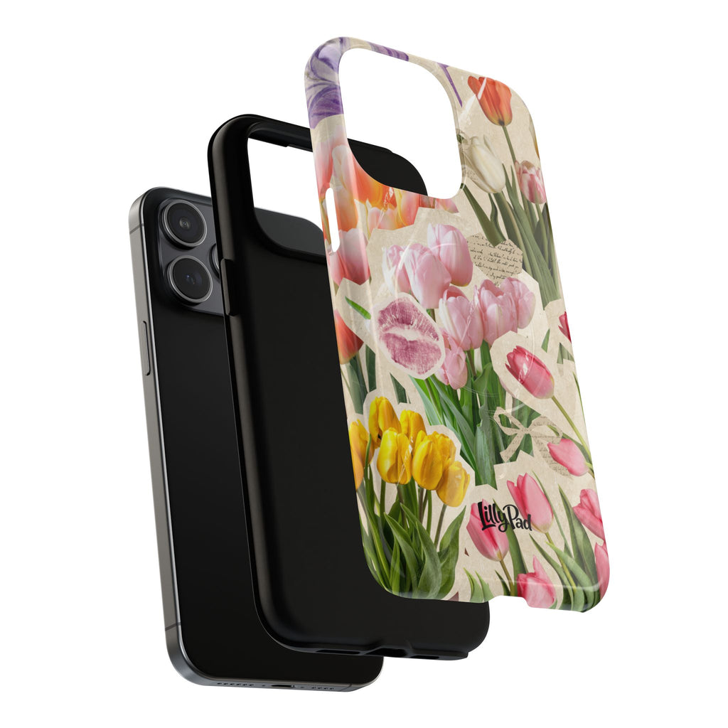 Vintage Tulip Collage Tough Phone Case | Floral iPhone Magnetic Case
