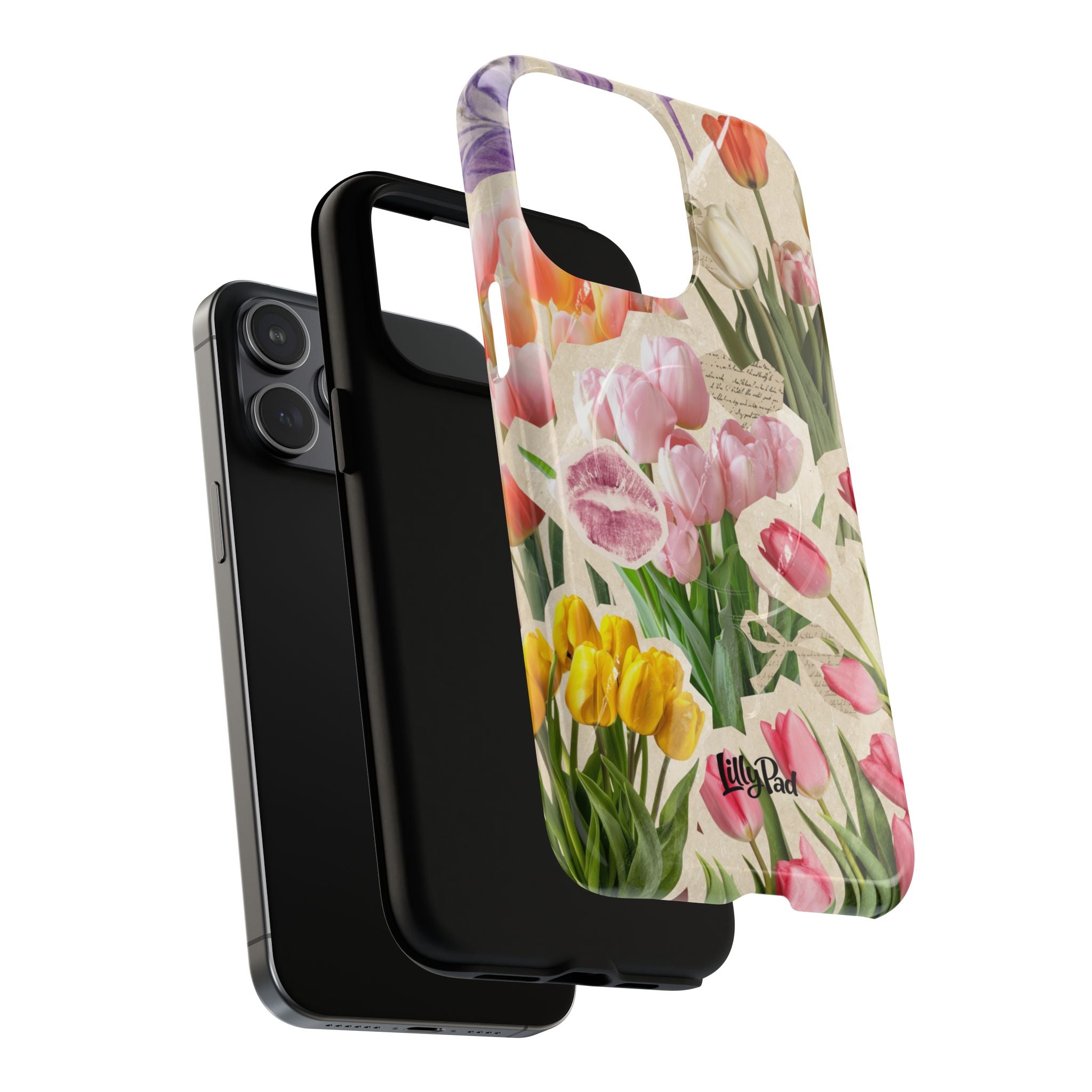 Vintage Tulip Collage Tough Phone Case | Floral iPhone Magnetic Case
