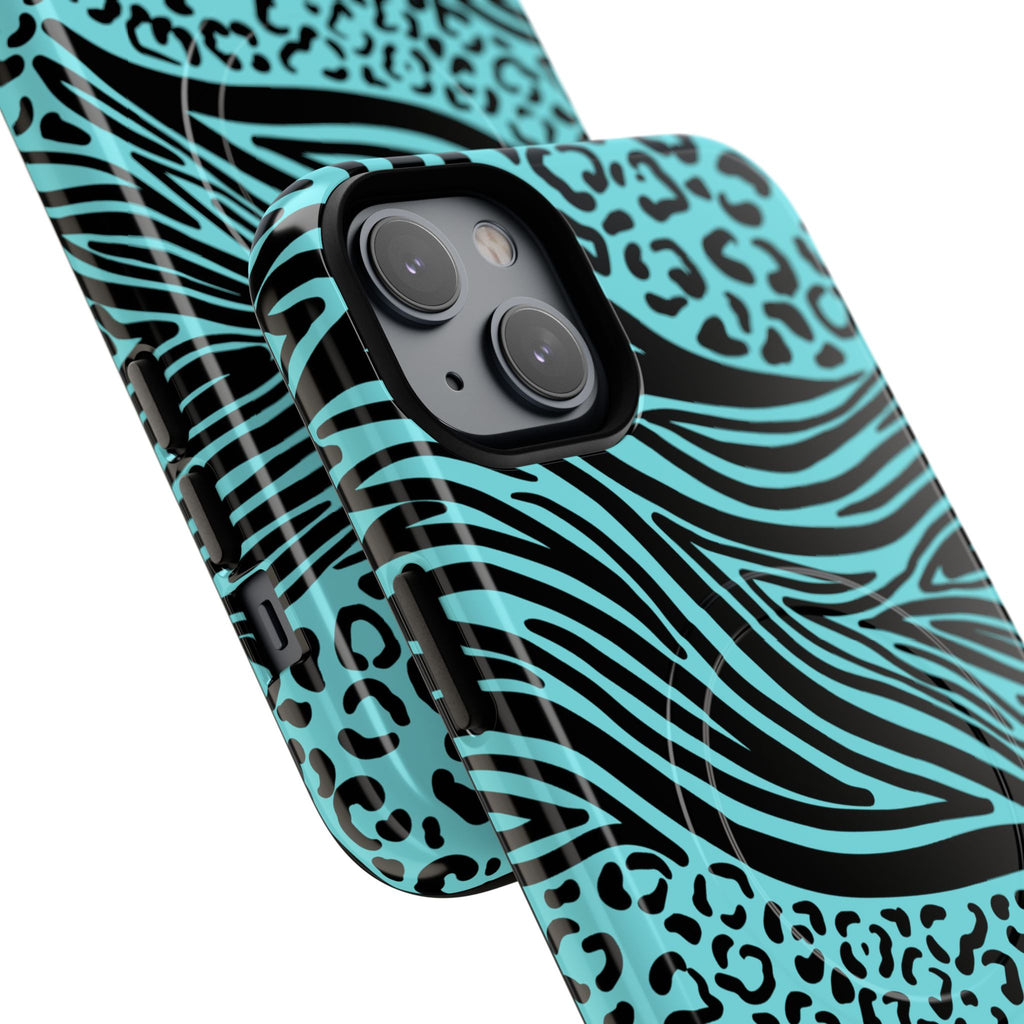 Y2K Animal Print Phone Case | Magnetic Tough Case, Zebra Leopard Blend