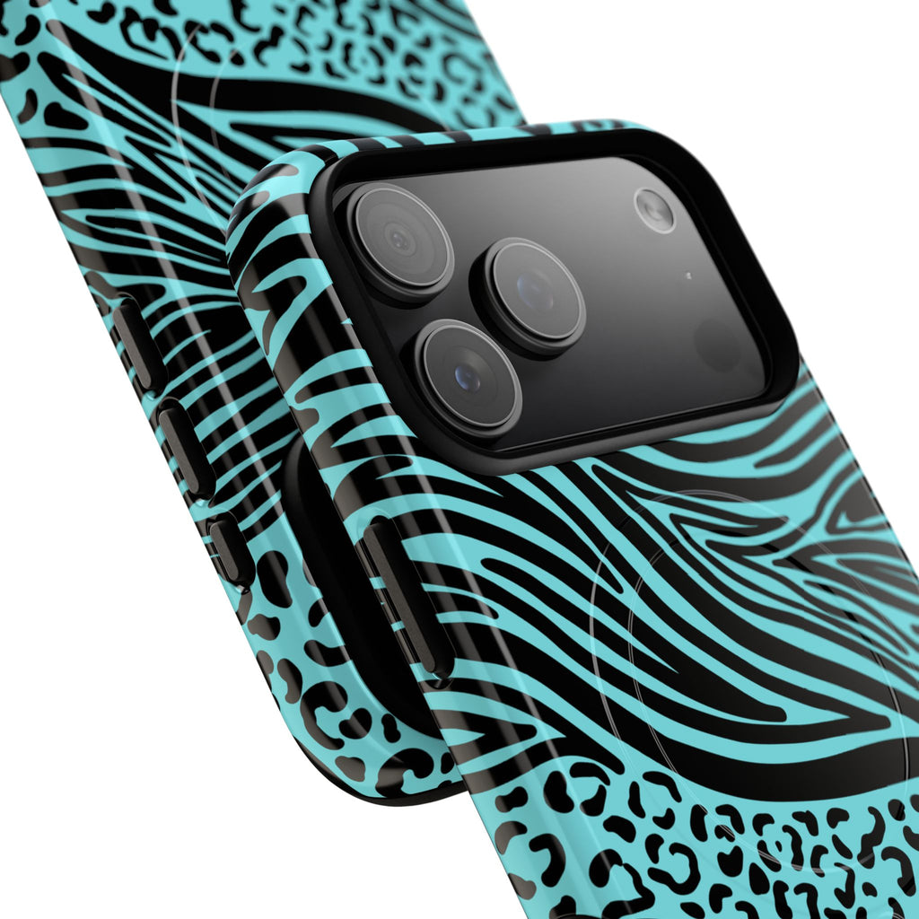Y2K Animal Print Phone Case | Magnetic Tough Case, Zebra Leopard Blend