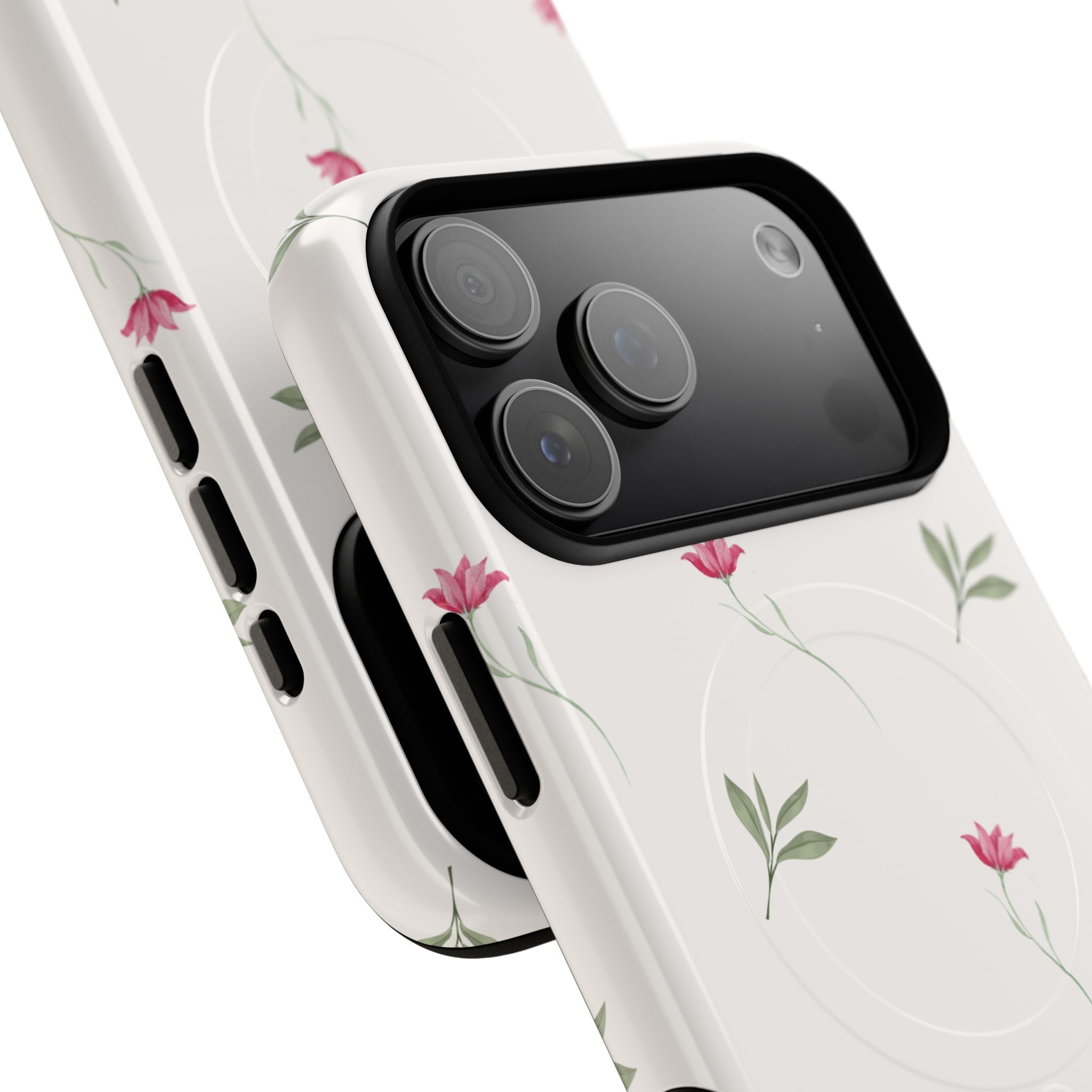 Minimal Pink Wildflowers Phone Case | Magnetic Case