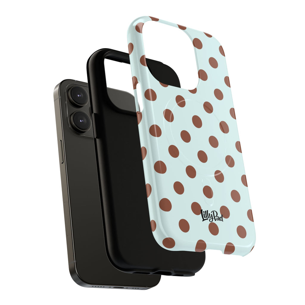 Brown Polka Dot on Mint Phone Case | Tough Magnetic Case