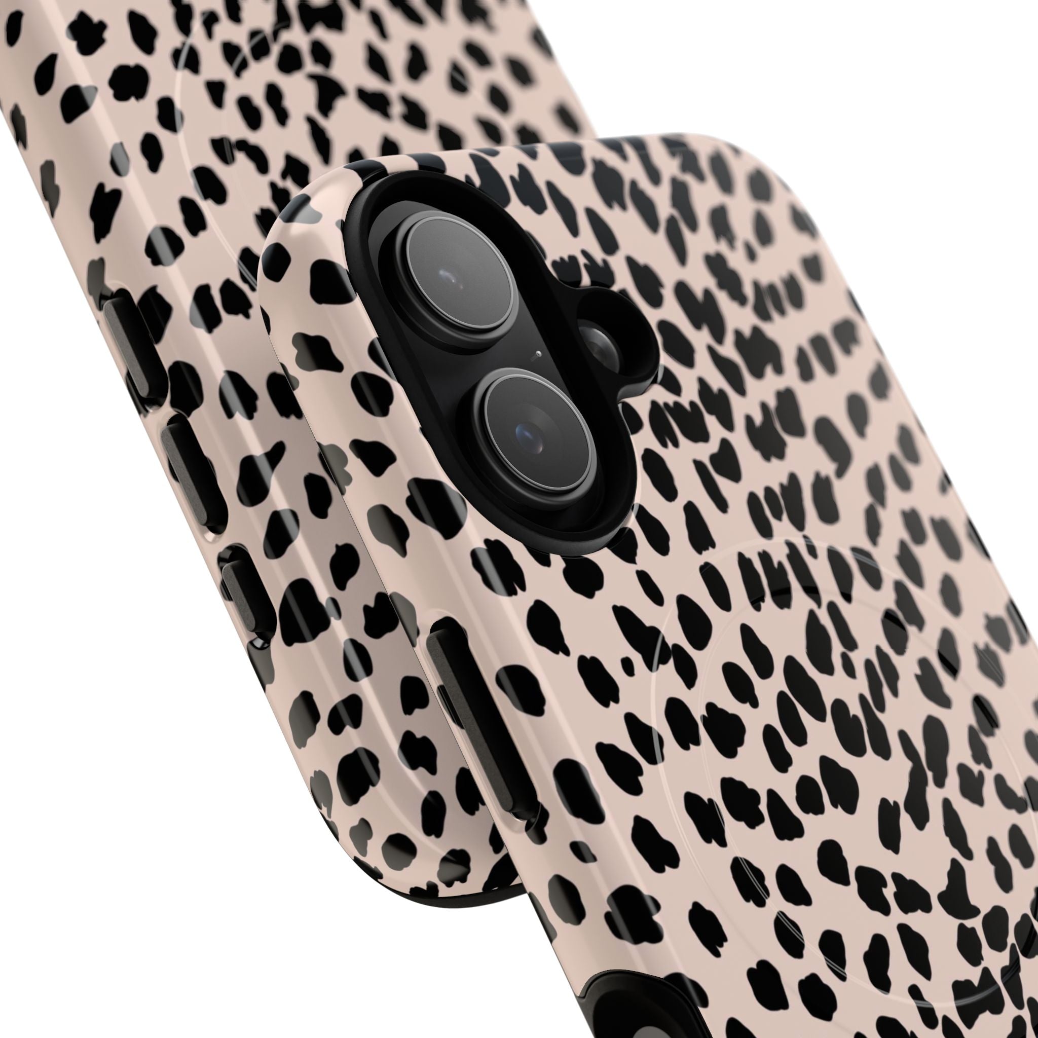Leopard Print Phone Case Tough Magnetic Case | Pink Black Spot iPhone Cover