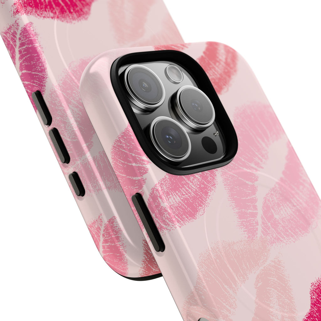 Pink Kiss Lip Print Phone Case | Tough Magnetic Case