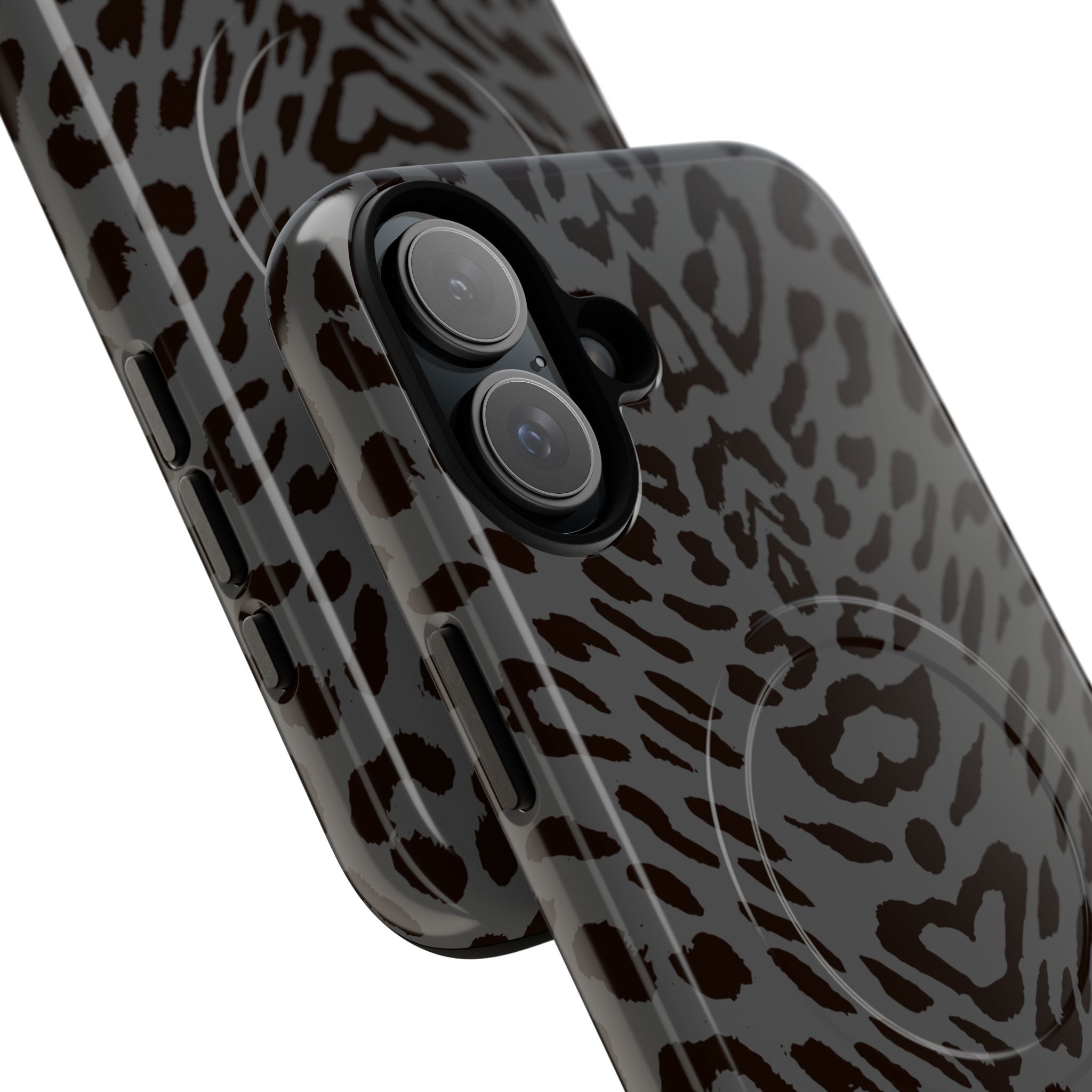Leopard Print Magnetic Phone Case | Tough Magnetic Case, Black Animal Pattern